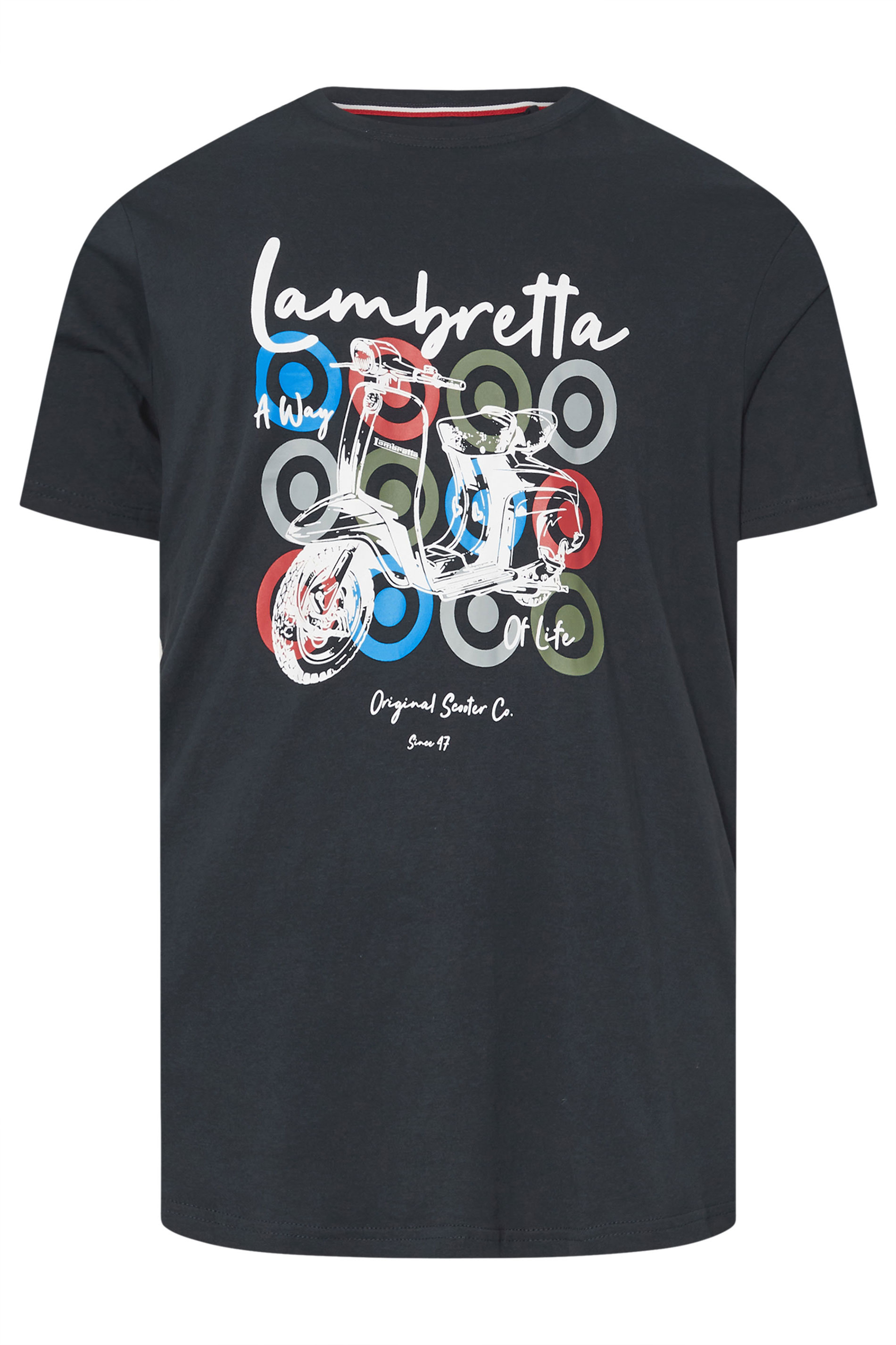 LAMBRETTA Big & Tall Navy Blue Abstract Scooter Print T-Shirt | BadRhino 3