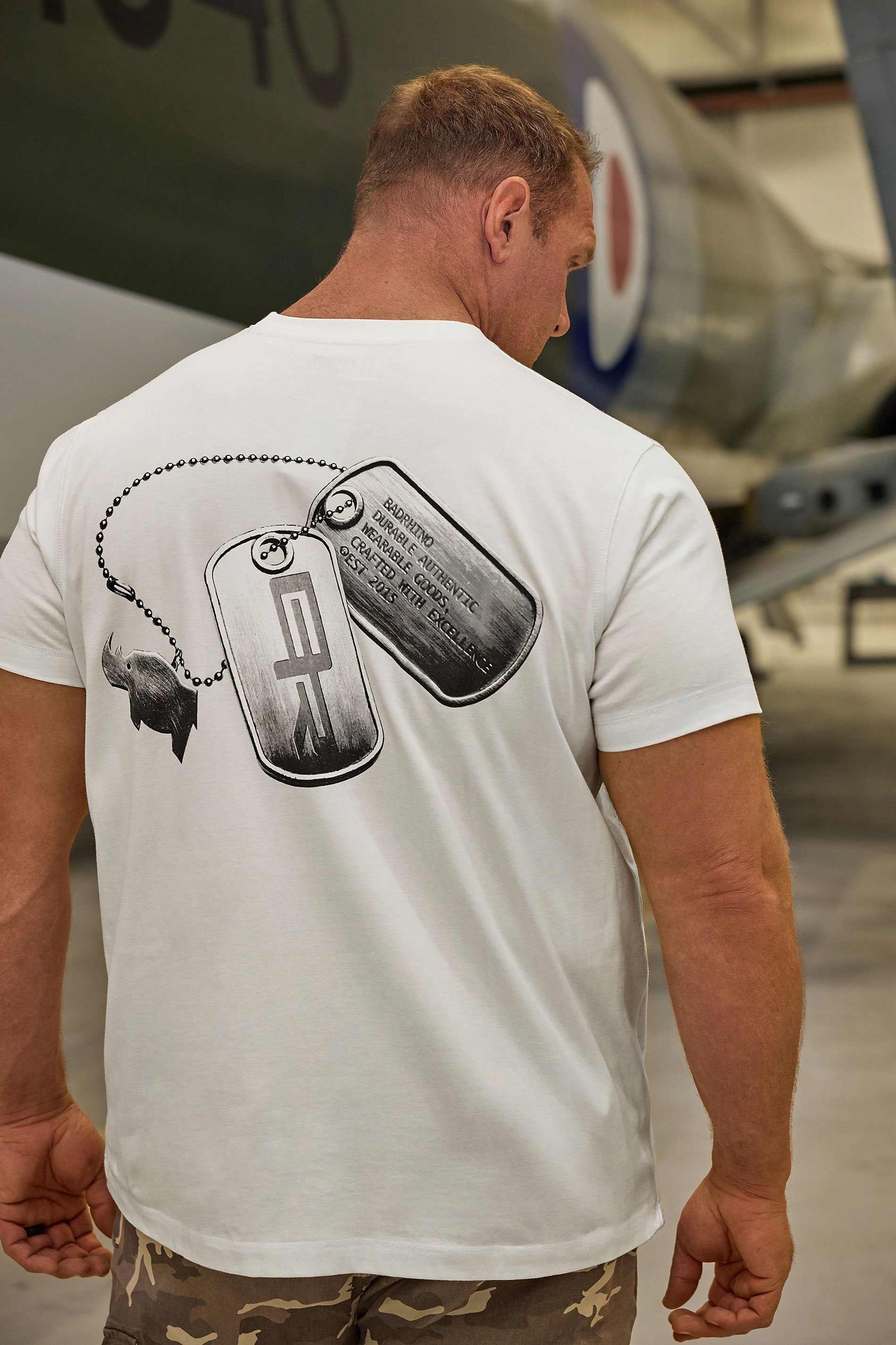 BadRhino Big & Tall Off-White Military Dog Tag Graphic T-Shirt | BadRhino 2