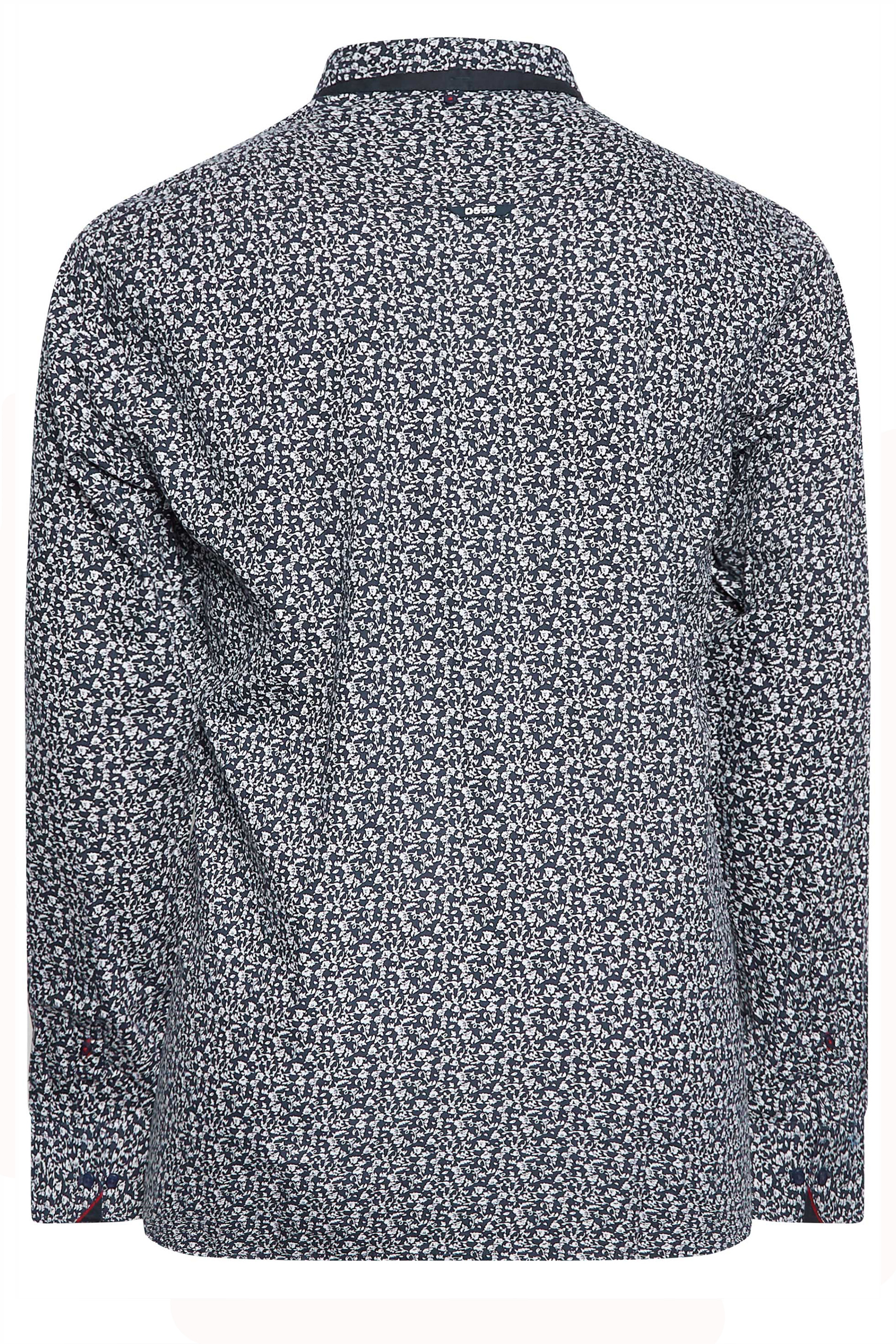 D555 Big & Tall Blue Printed Shirt | BadRhino  4
