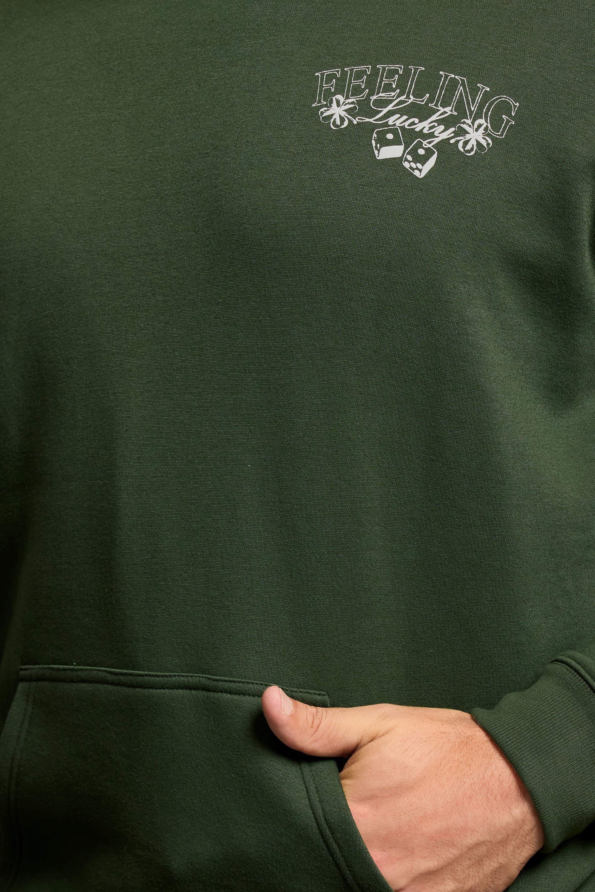 BadRhino Big & Tall Dark Green Feeling Lucky Hoodie | BadRhino 5