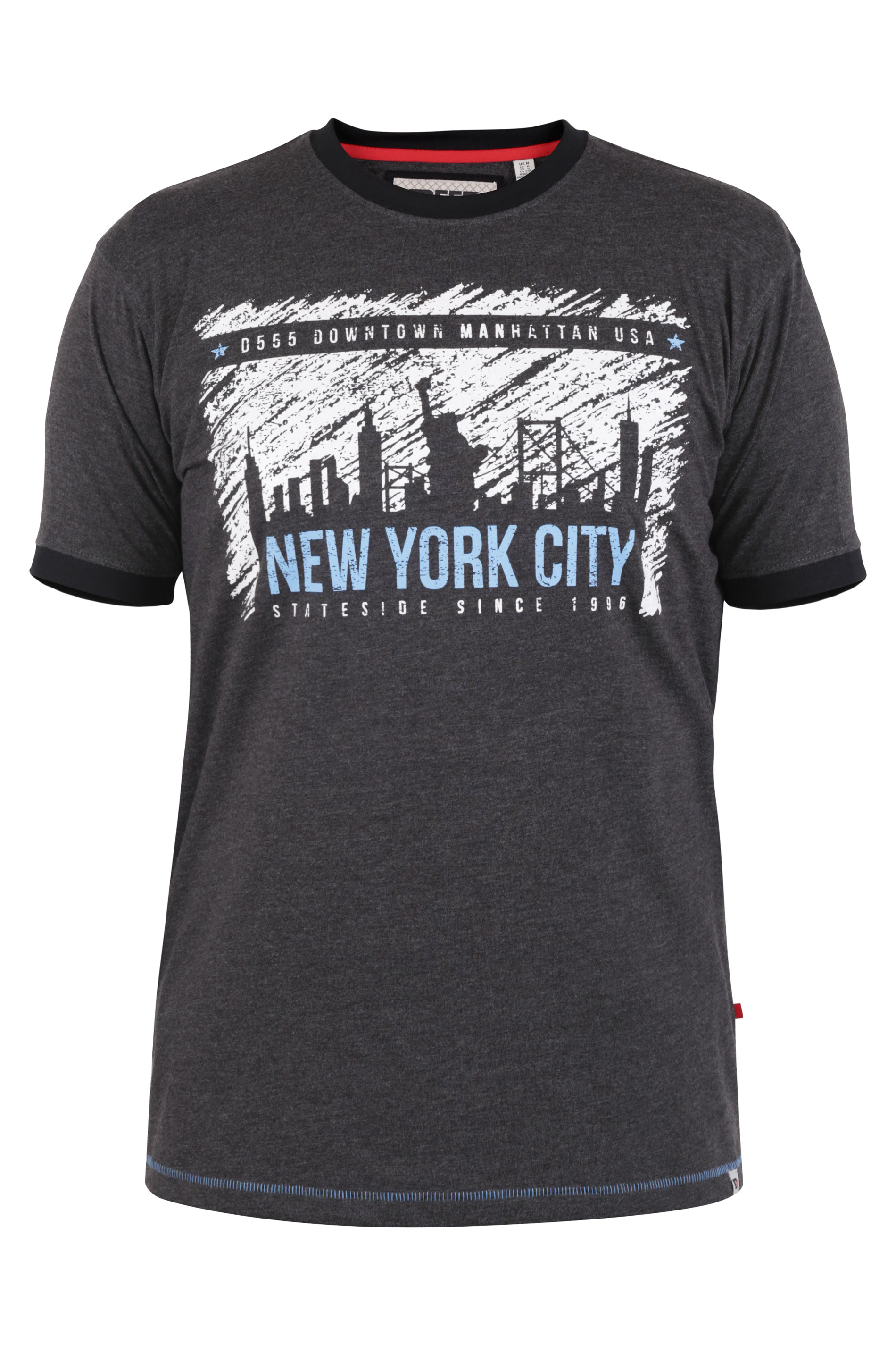 D555 Big & Tall Charcoal New York Stateside Printed T-Shirt | BadRhino 2