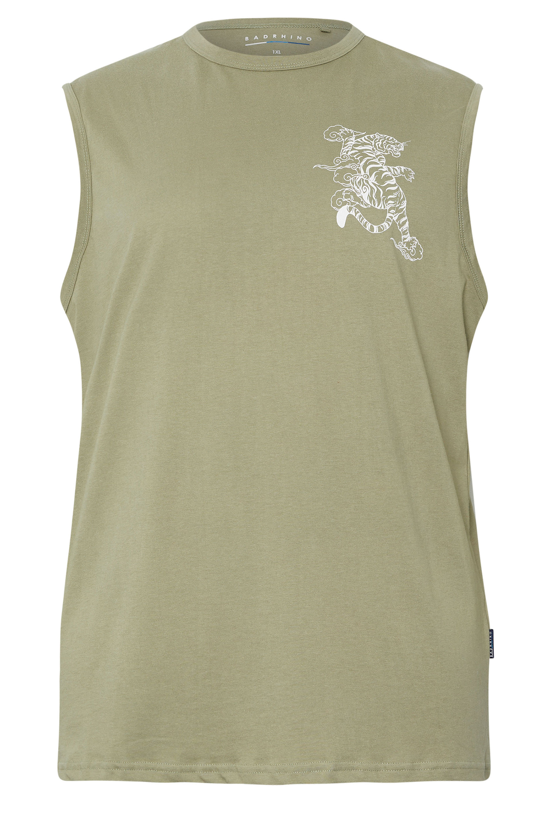 BadRhino Big & Tall Basil Green Tiger Graphic Vest Top | BadRhino 6