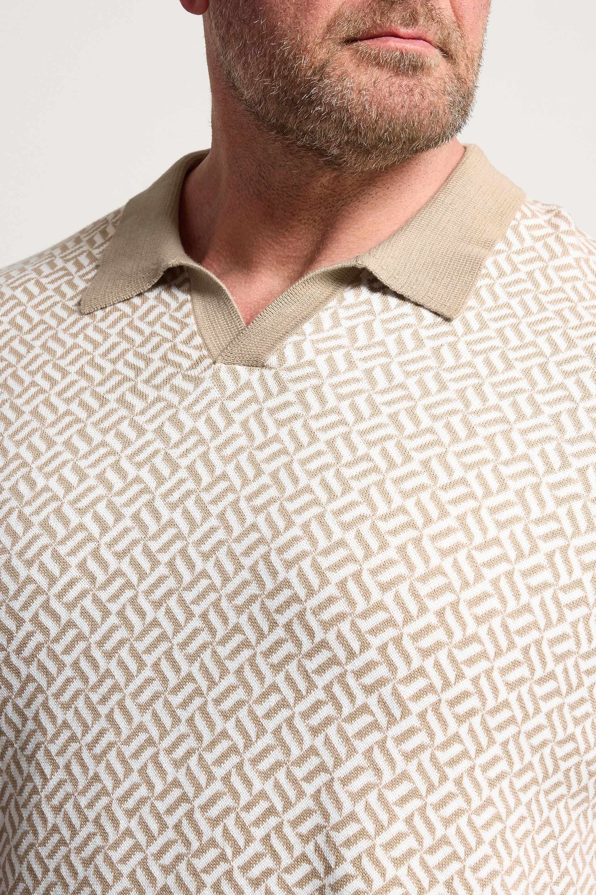 BadRhino Big & Tall Stone Brown Pattern Knitted Trophy Polo | BadRhino 5