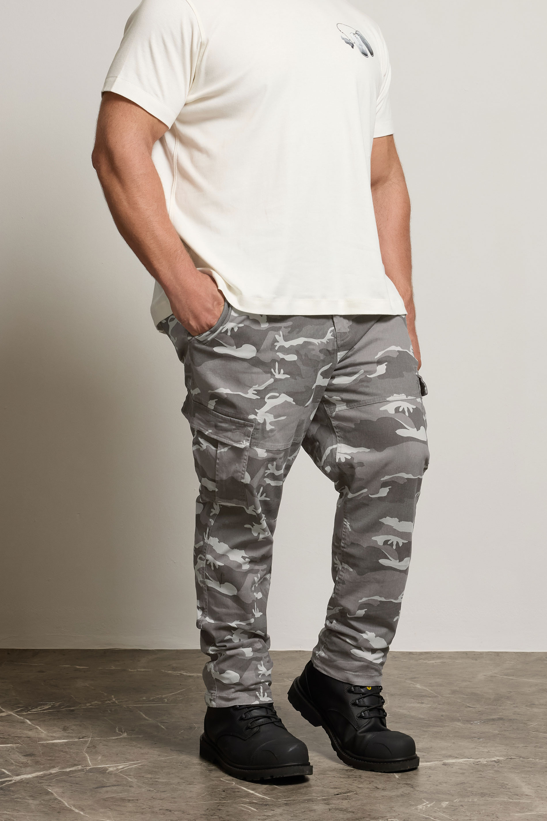 BadRhino Big & Tall Grey Camo Print Cargo Trousers | BadRhino 2