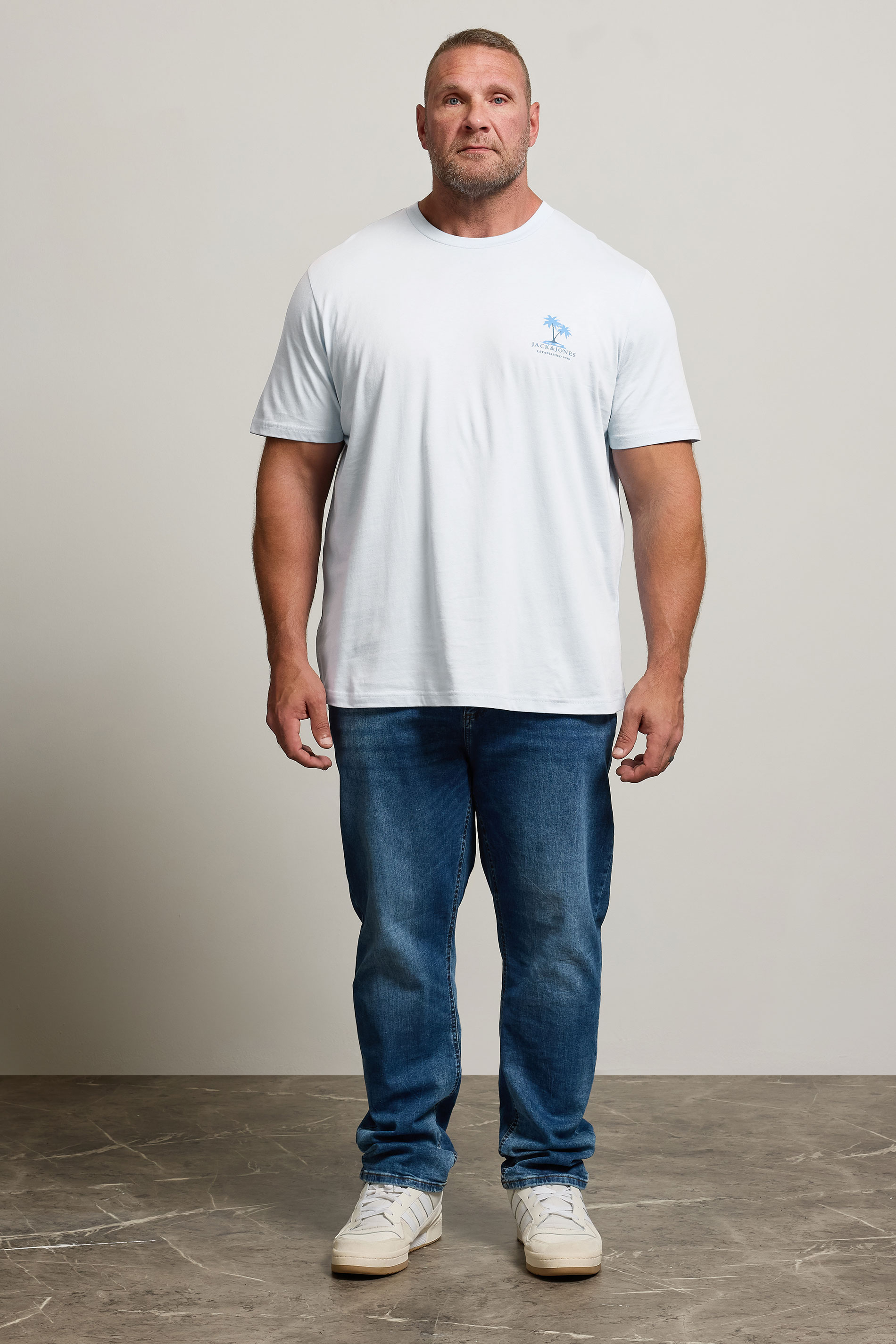 JACK & JONES Big & Tall 3 PACK Chambray Blue Summer Vibe T-Shirts 3