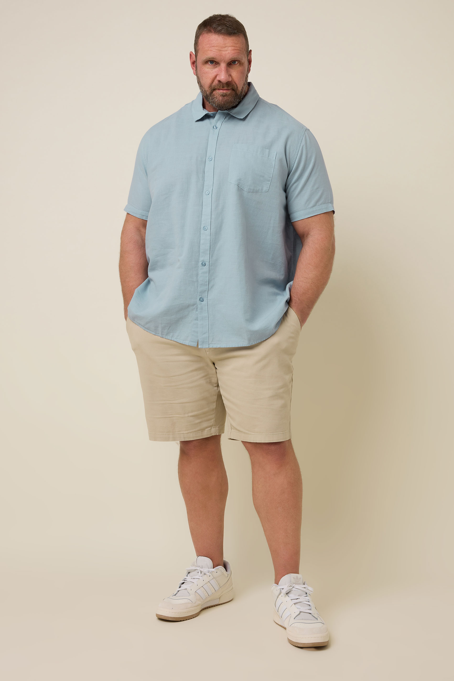 BadRhino Big & Tall Dusky Blue Linen Shirt | BadRhino 3