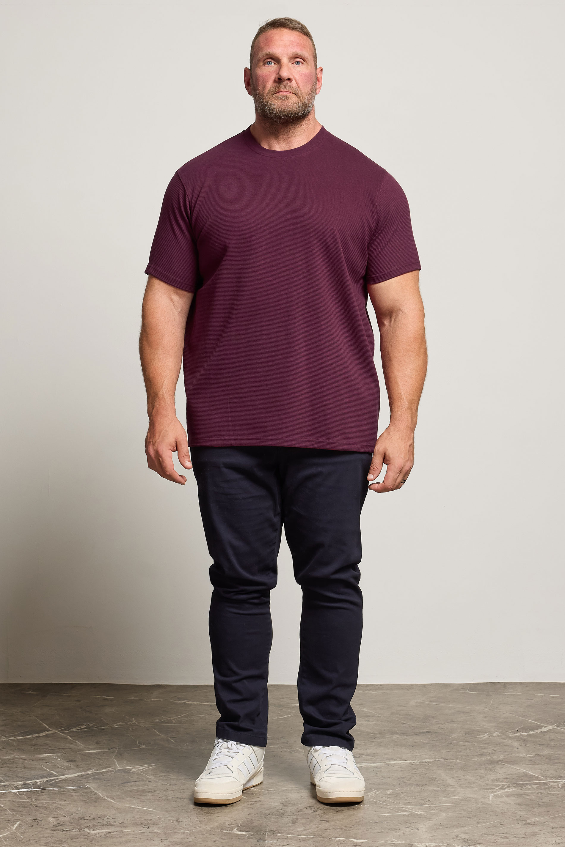BadRhino Big & Tall Burgundy Red Ottoman Textured T-Shirt | BadRhino 2
