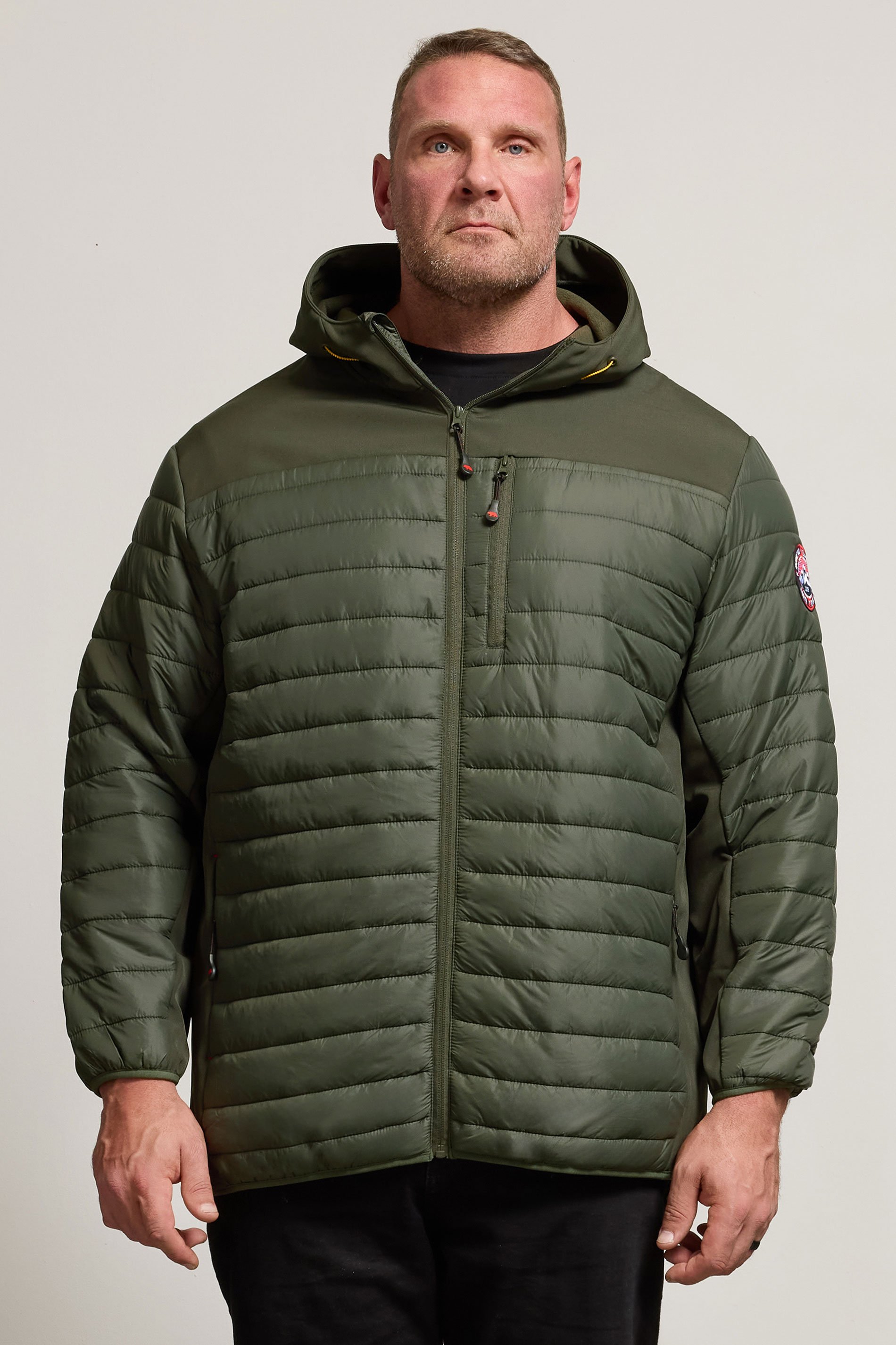 D555 Big & Tall Khaki Green Hybrid Quilted Soft Shell Jacket | BadRhino 1