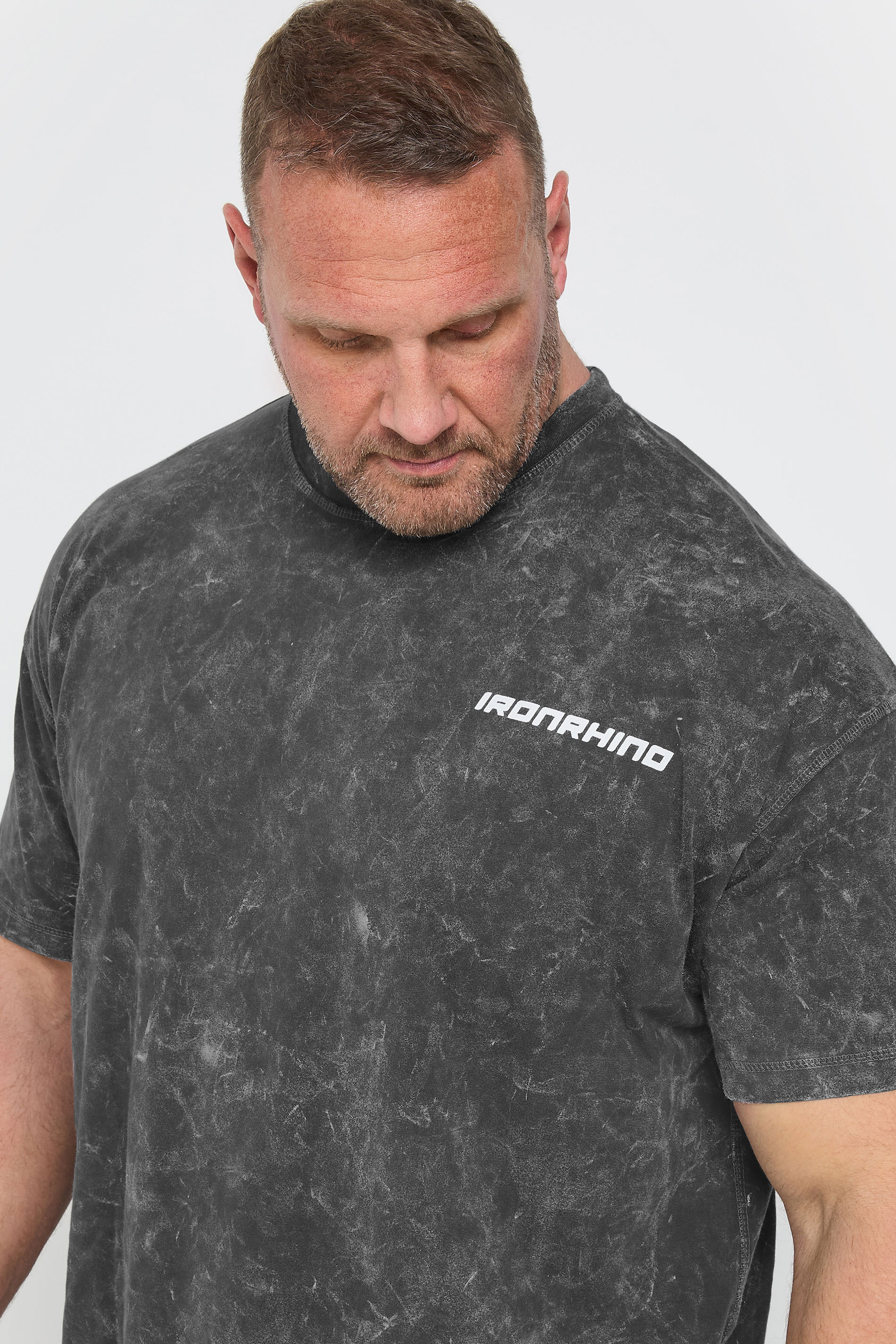IronRhino Big & Tall Grey 'IronRhino Sport' Acid Wash T-Shirt | BadRhino 4