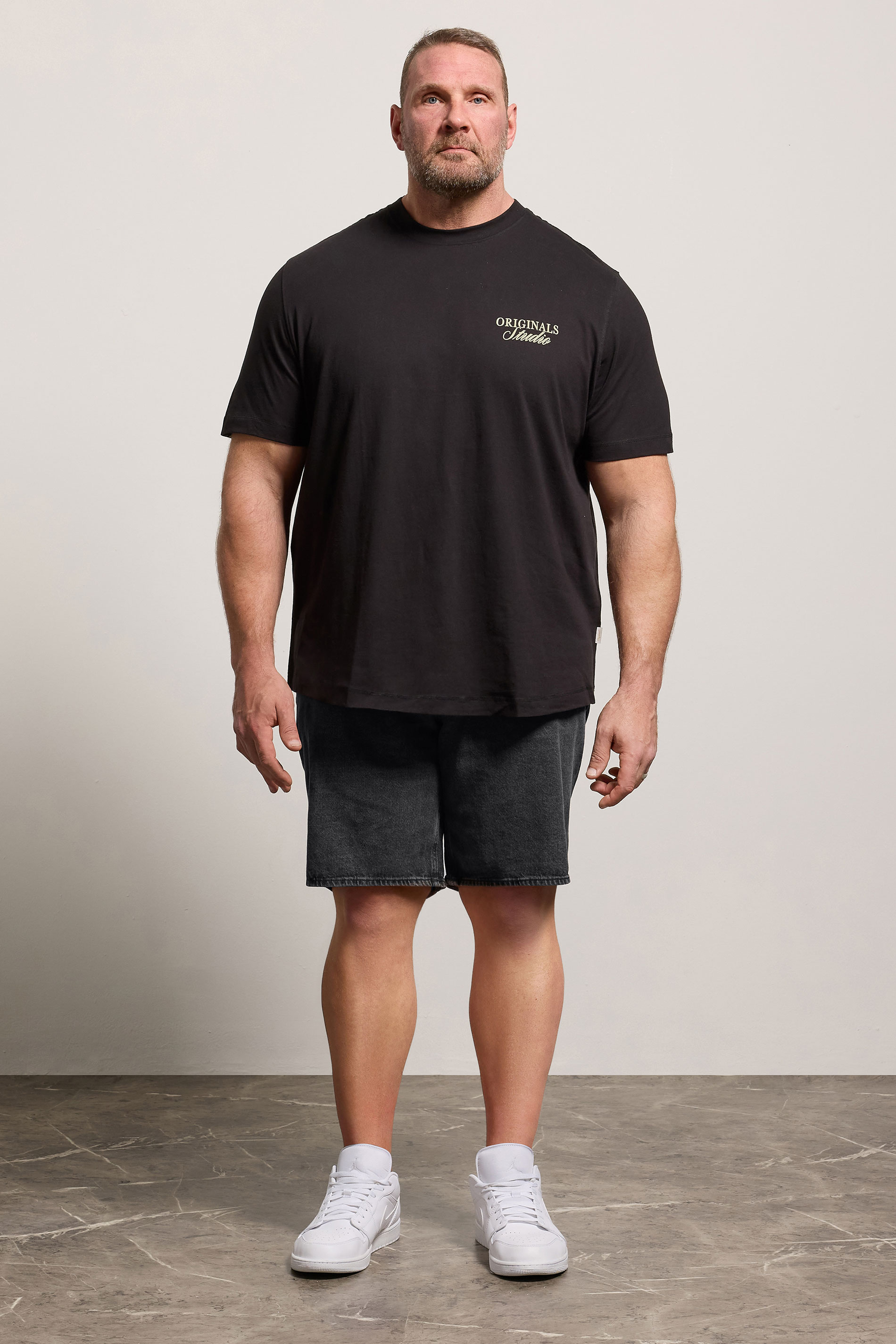 JACK & JONES Big & Tall Black Denim Shorts | BadRhino 2