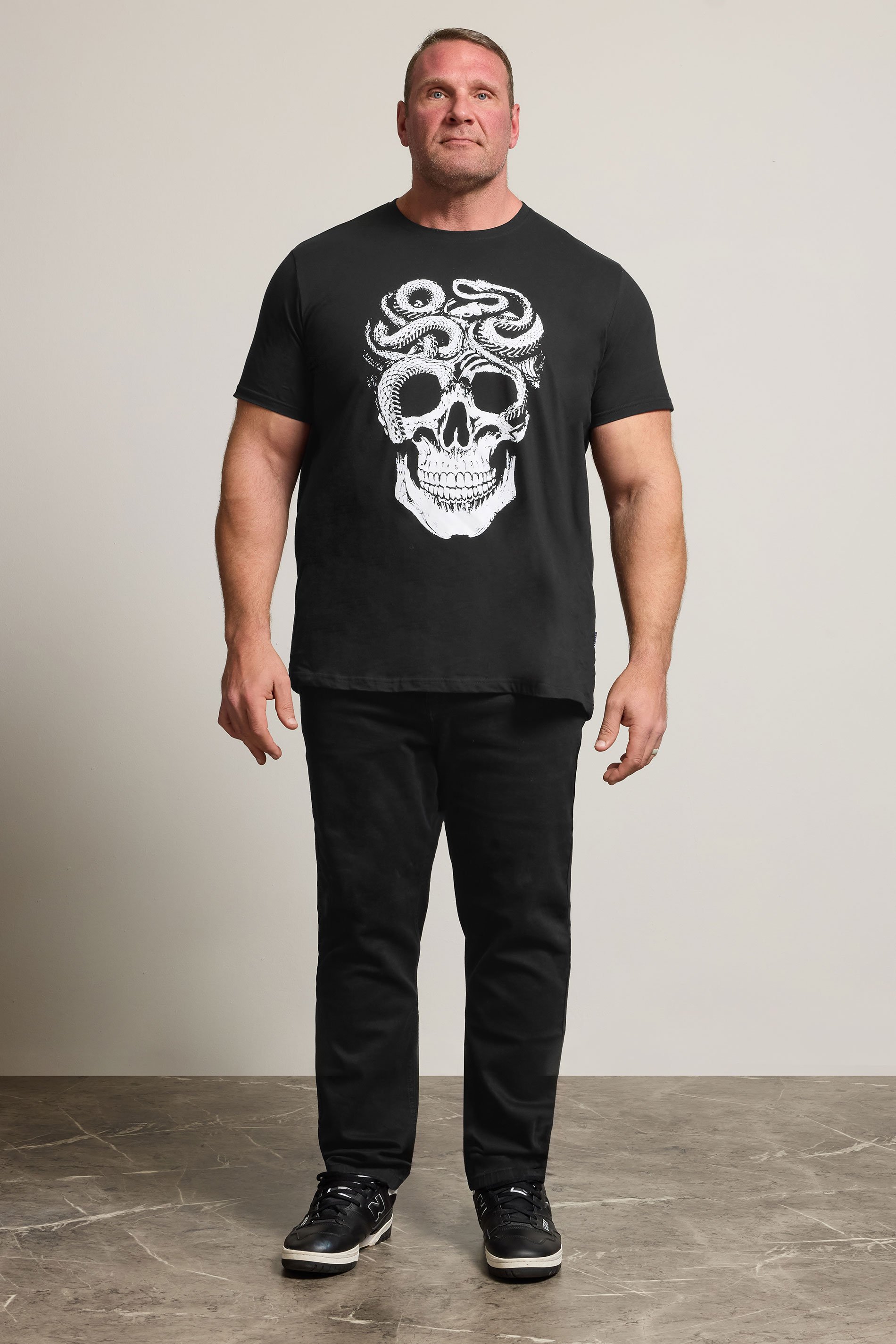 BadRhino Big & Tall Black Skull & Snake Graphic T-Shirt | BadRhino 2