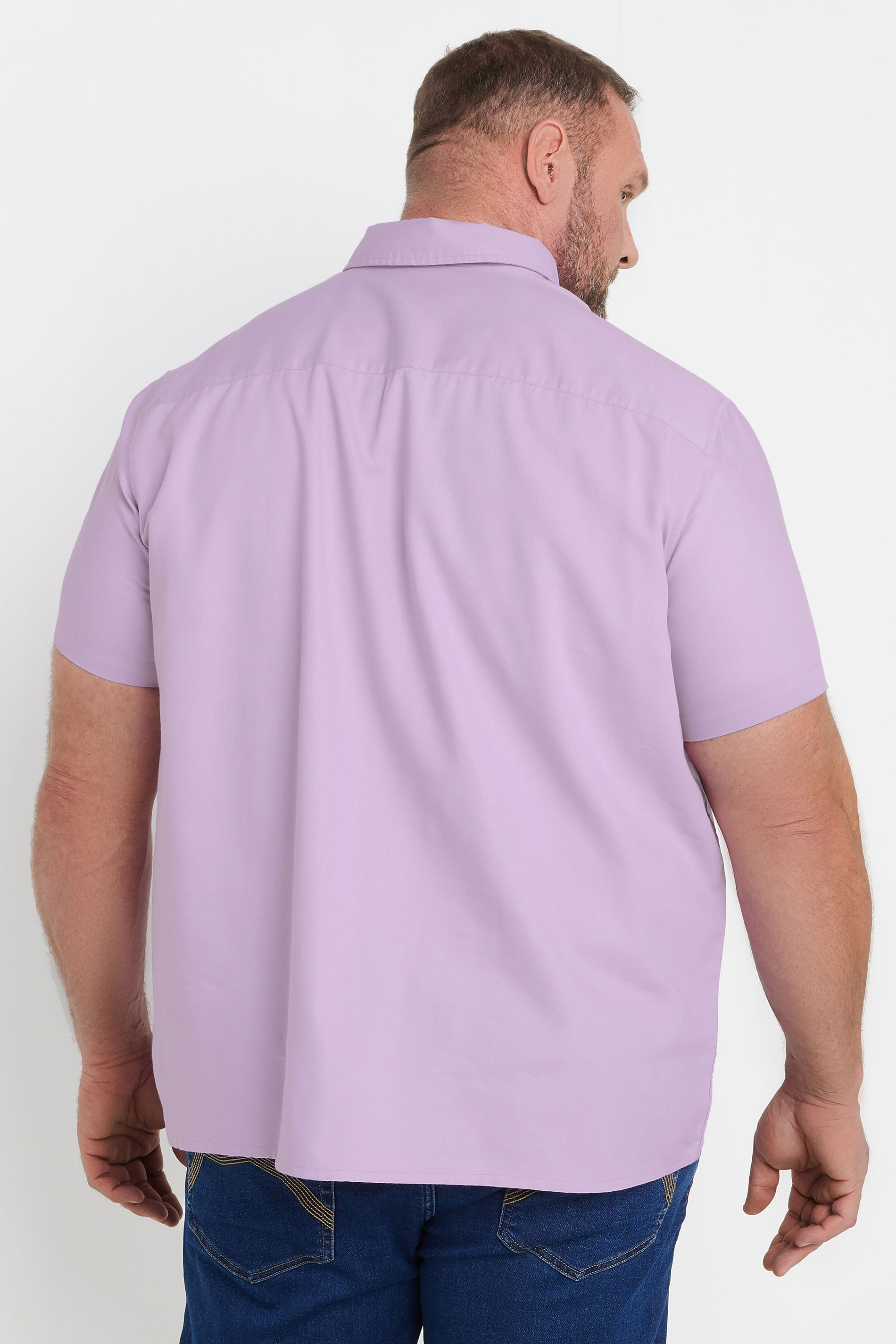 BadRhino Big & Tall Lilac Purple Short Sleeve Oxford Shirt | BadRhino 4