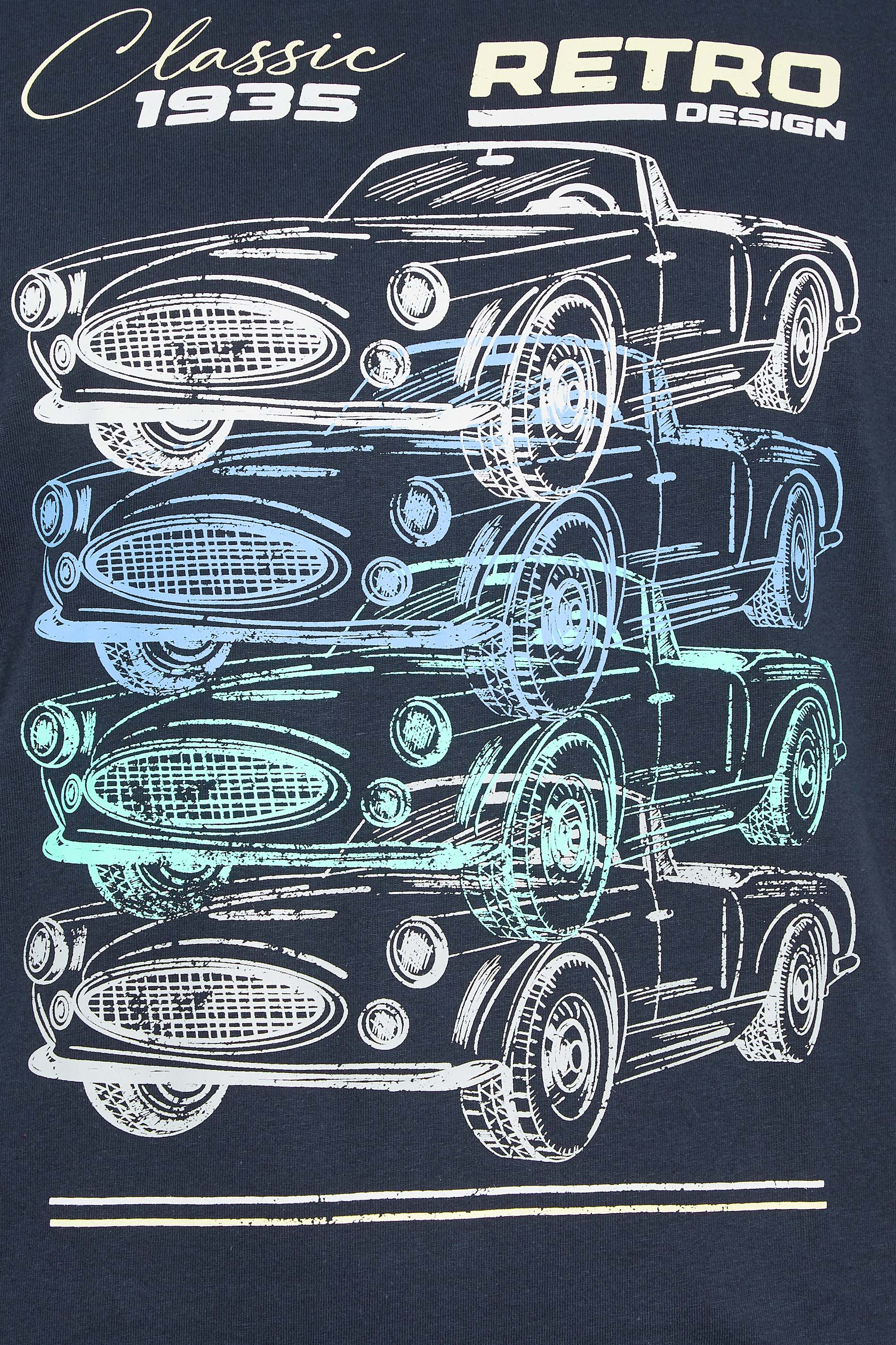 BadRhino Big & Tall Blue Retro Car Print T-Shirt | BadRhino 2