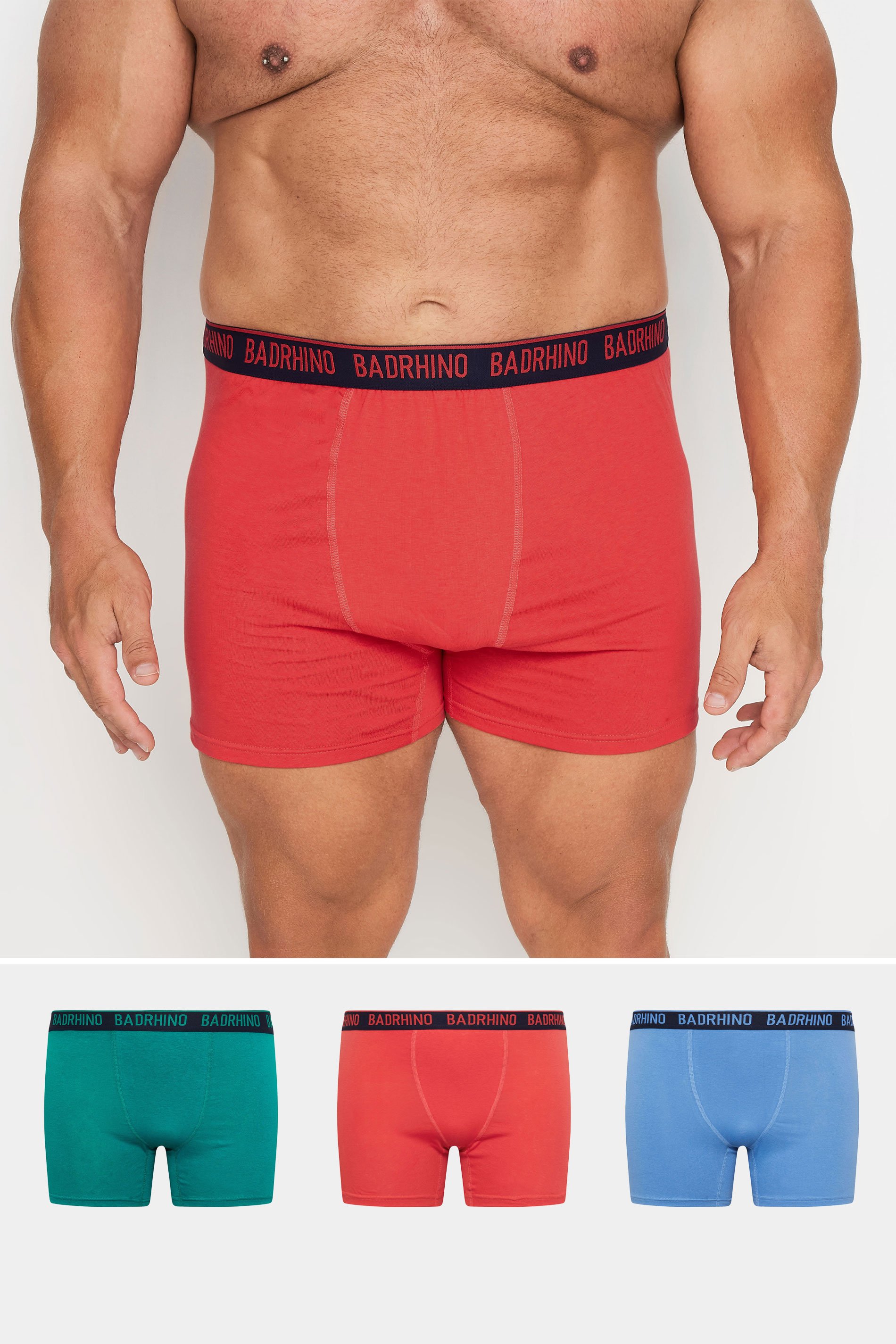 BadRhino Big & Tall 3 Pack Coral, Teal & Blue Boxers | BadRhino 1
