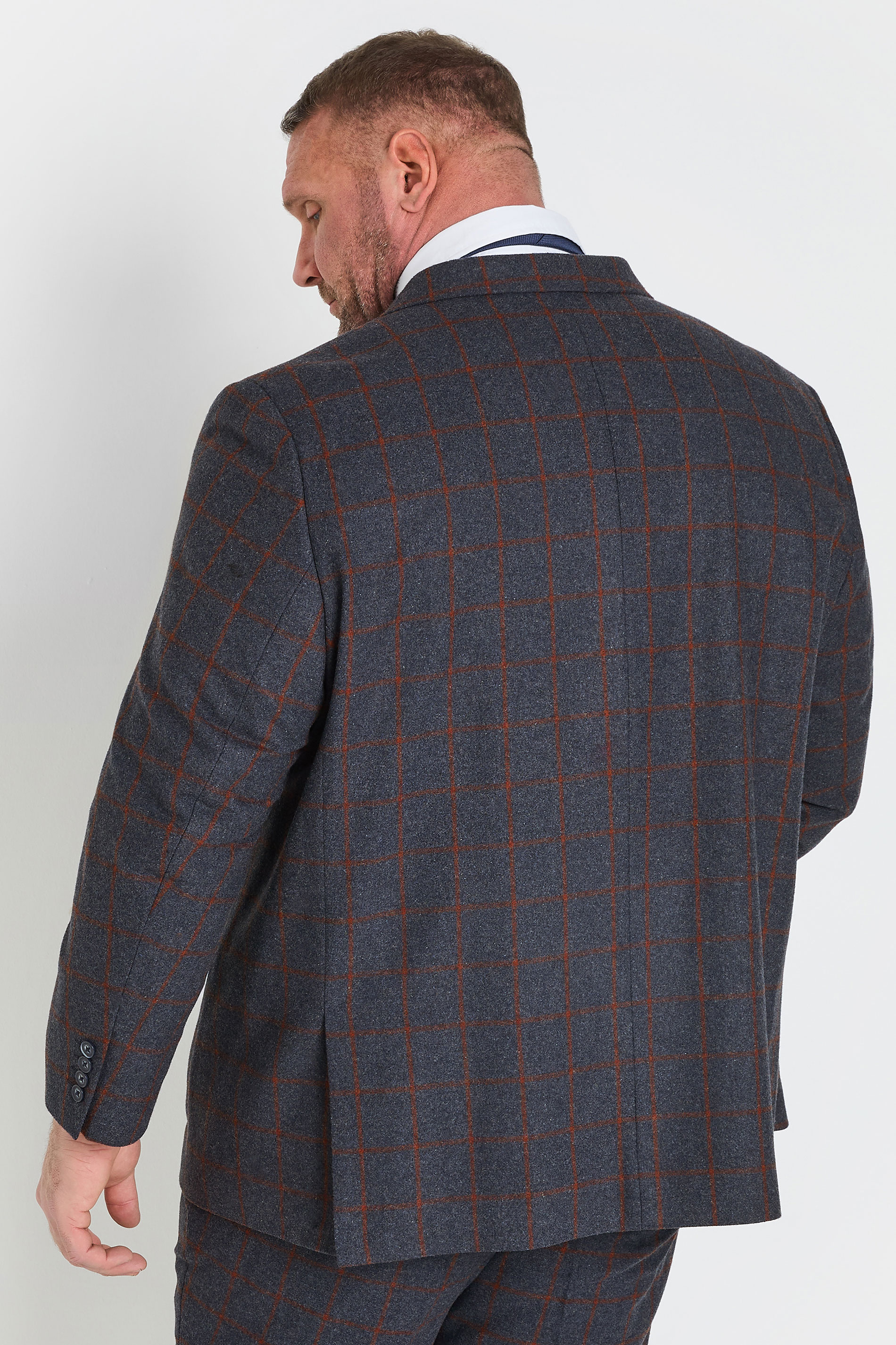 BadRhino Tailoring Big & Tall Blue & Red Checked Suit Jacket | BadRhino 6