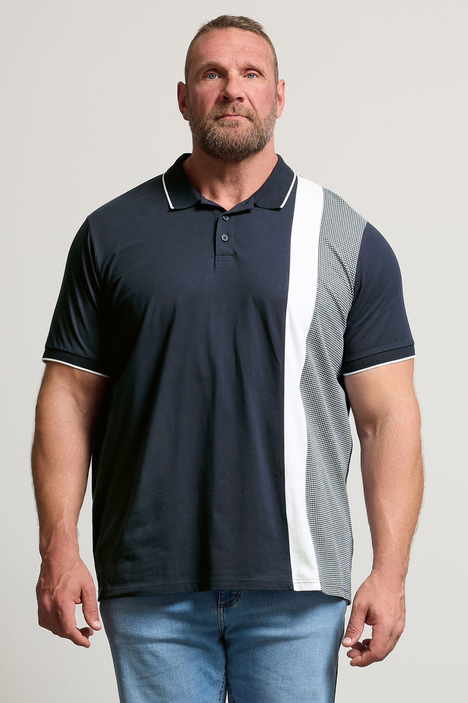 BadRhino Big & Tall Navy Blue Cut & Sew Tipped Polo Shirt | BadRhino 1
