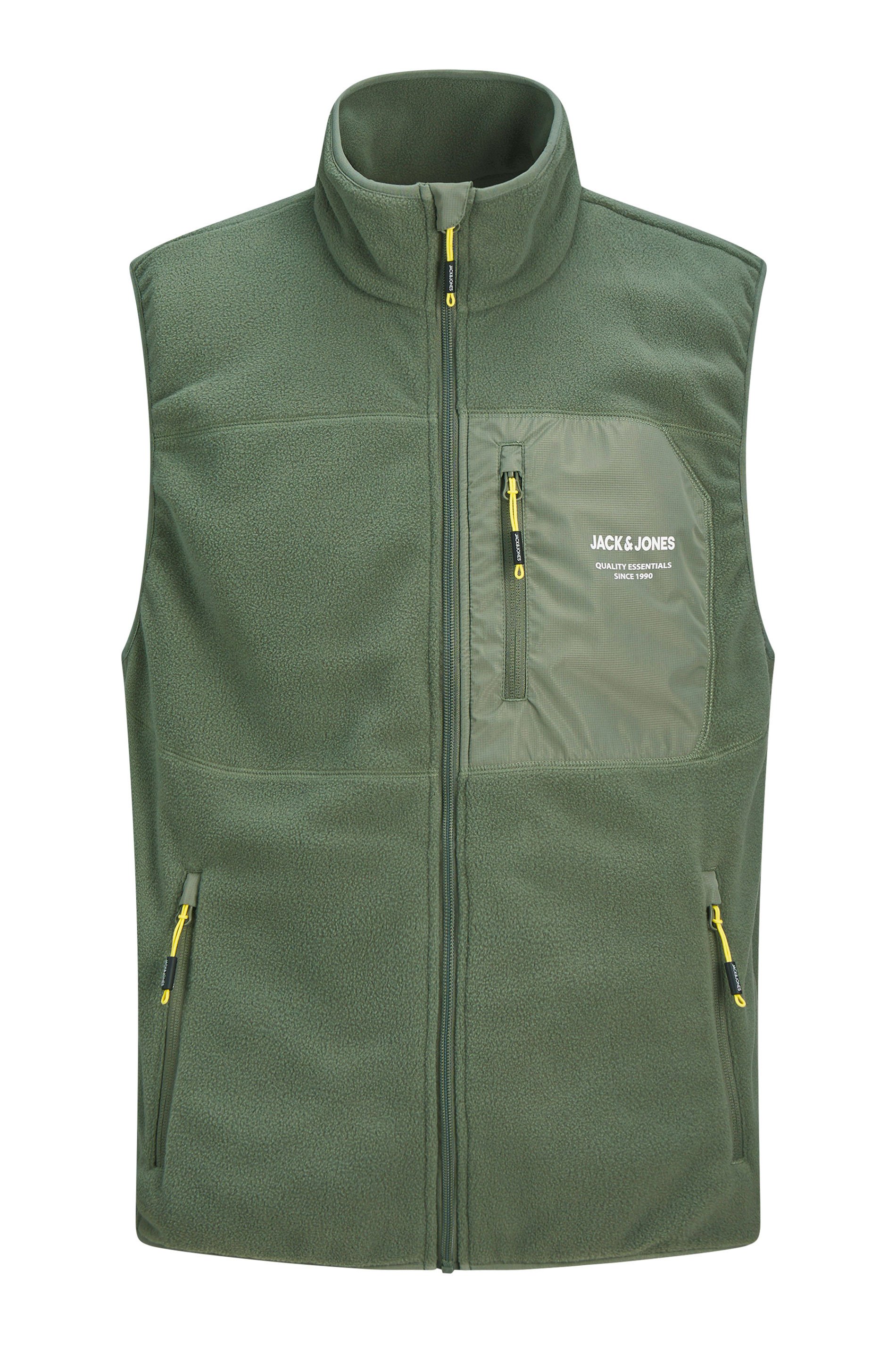 JACK & JONES Big & Tall Agave Green Fleece Bodywarmer | BadRhino 2