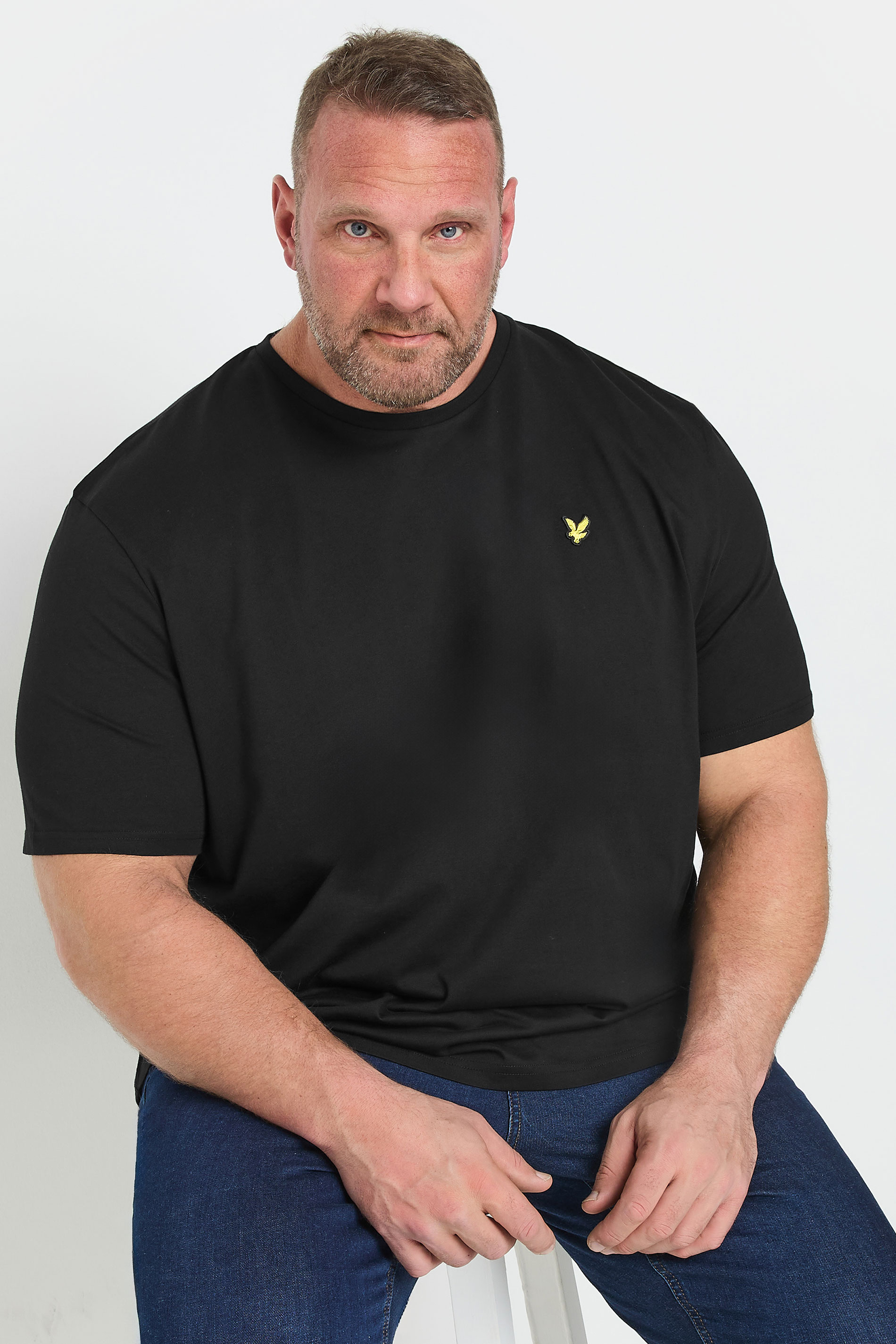 LYLE & SCOTT Big & Tall Black Plain T-Shirt | BadRhino 1