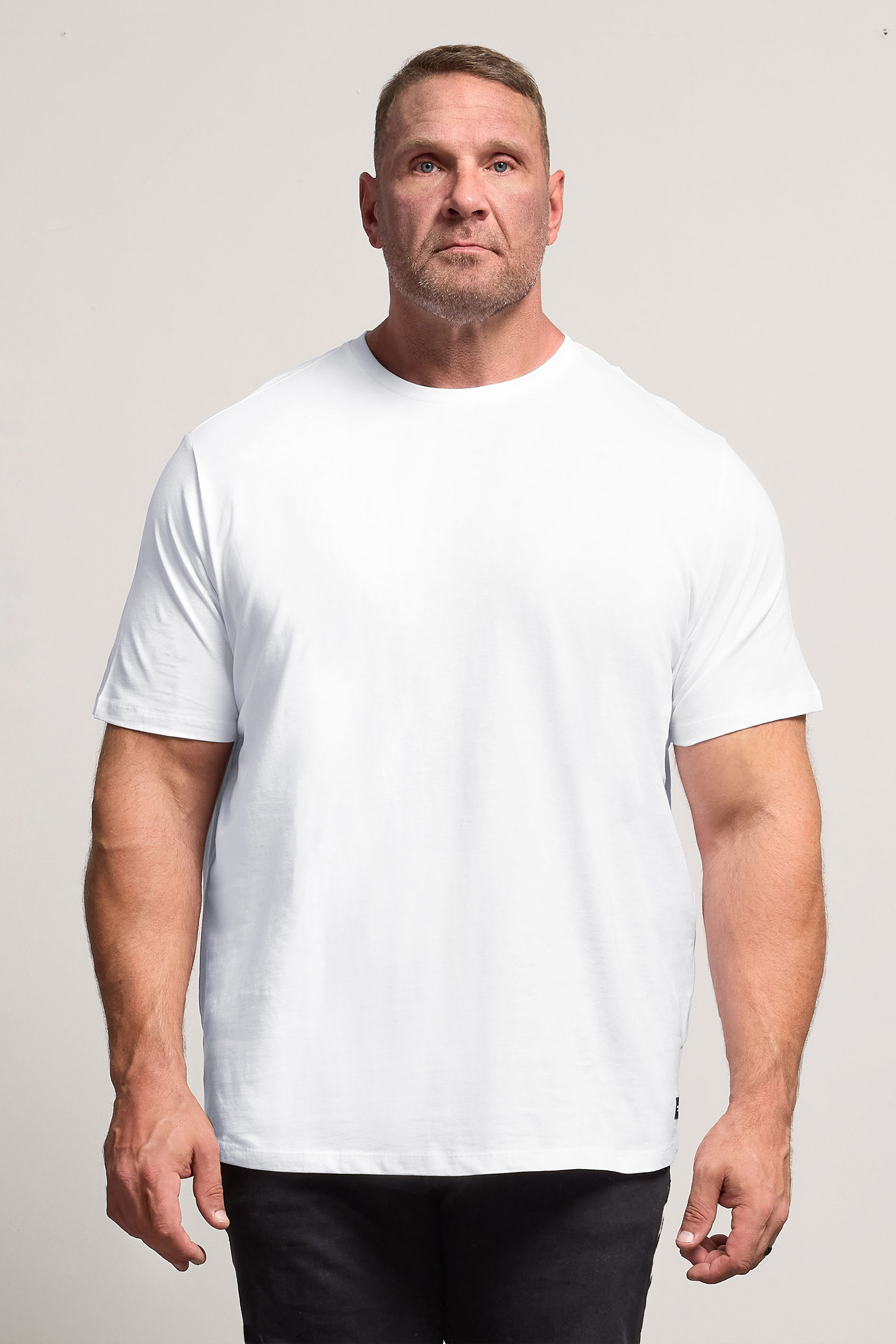 JACK & JONES Big & Tall White Jenoa Crew T-Shirt | BadRhino 1