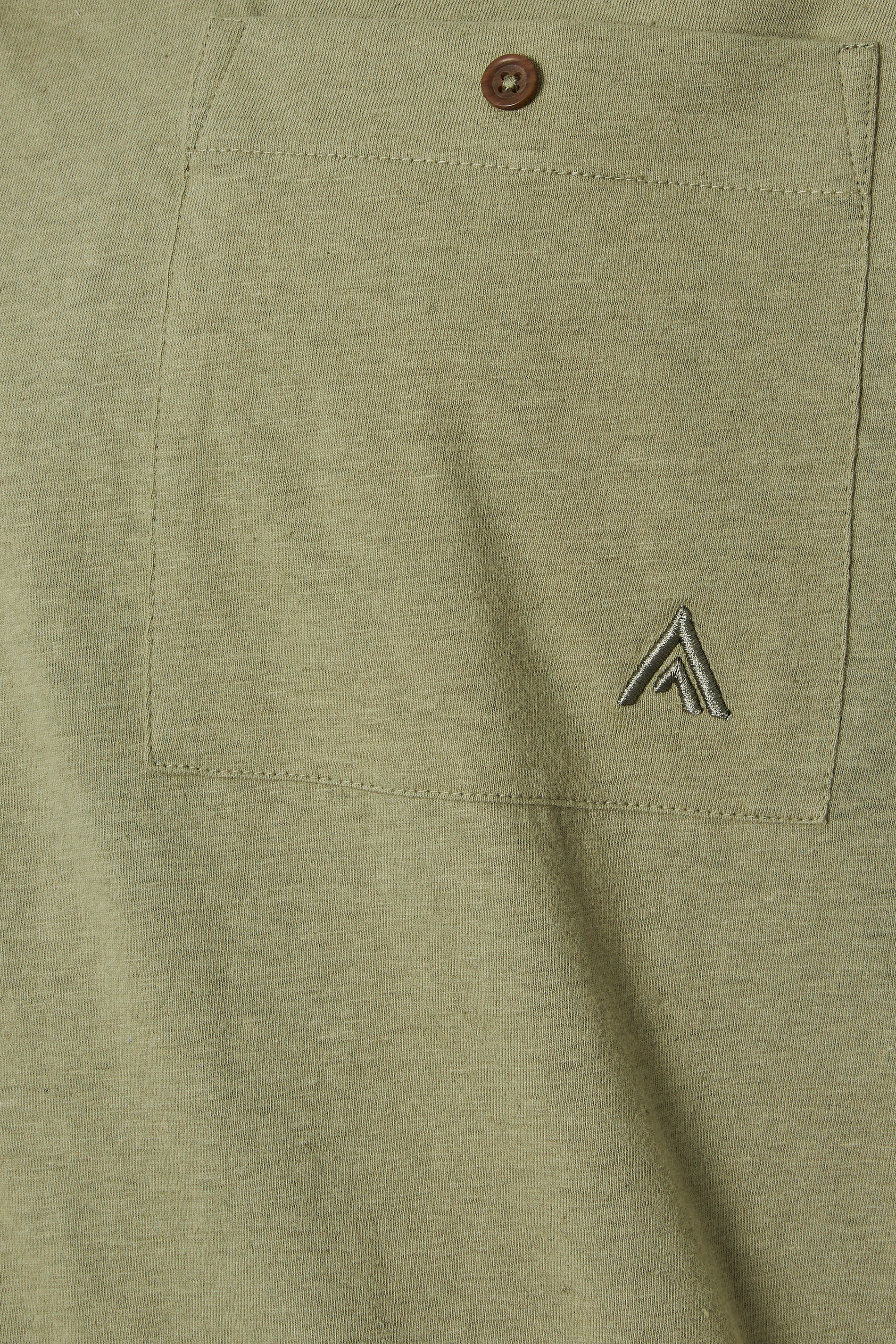 STUDIO A Big & Tall Khaki Green Linen Revere Polo Shirt 2