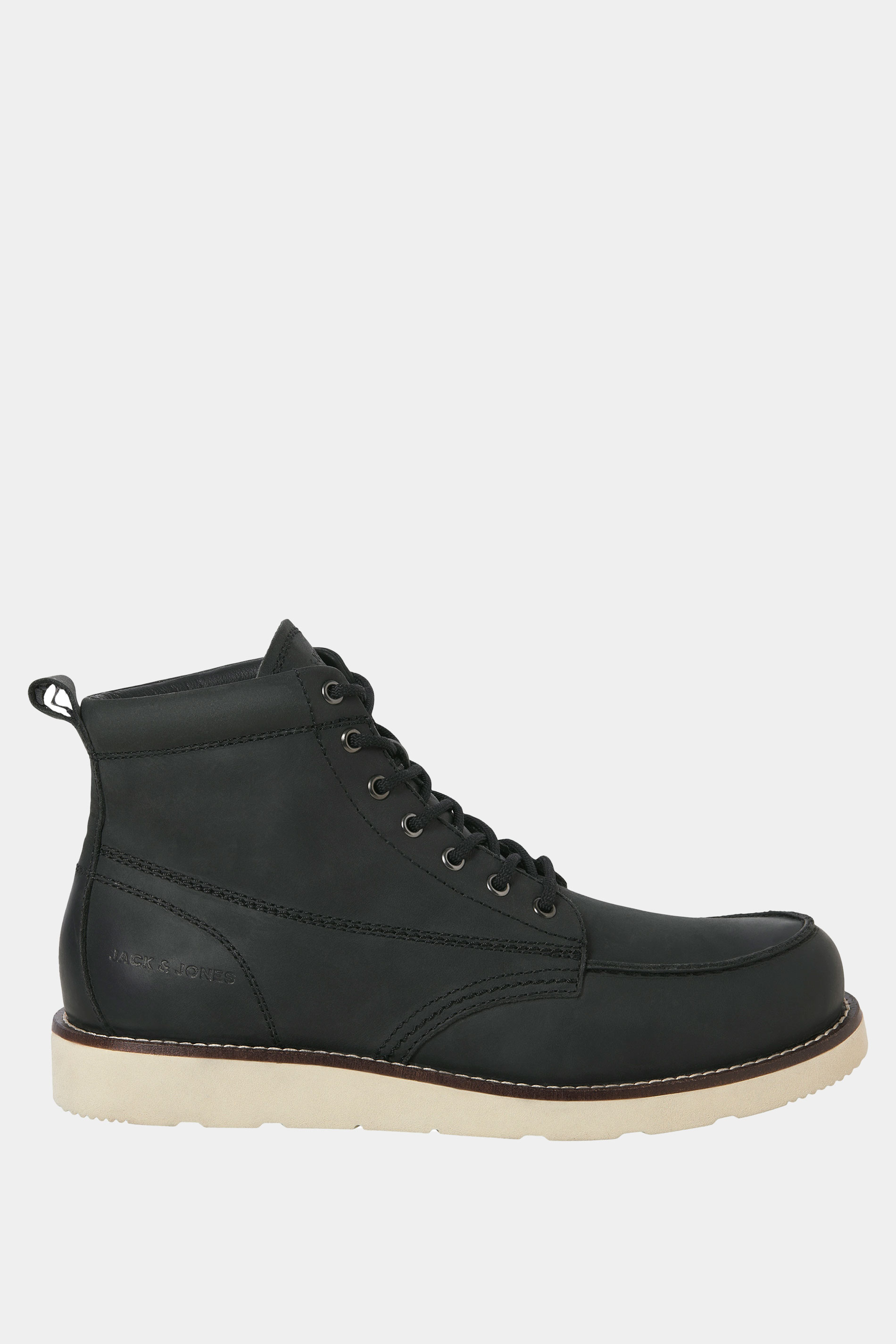 JACK & JONES Big & Tall Black Leather Toronto Boots | BadRhino 2