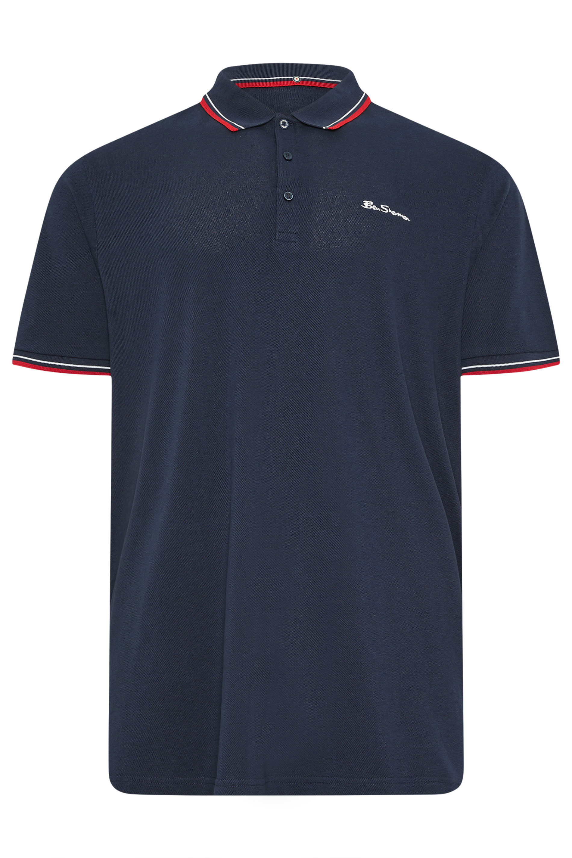 Ben Sherman Big & Tall Navy Blue Signature Pique Polo Shirt | BadRhino 3