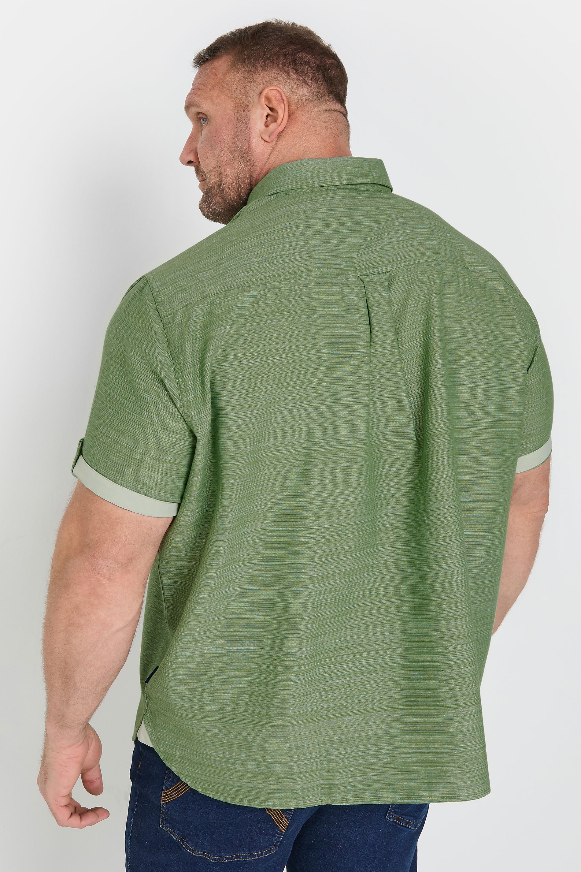 BadRhino Big & Tall Khaki Green Slub Shirt | BadRhino 3
