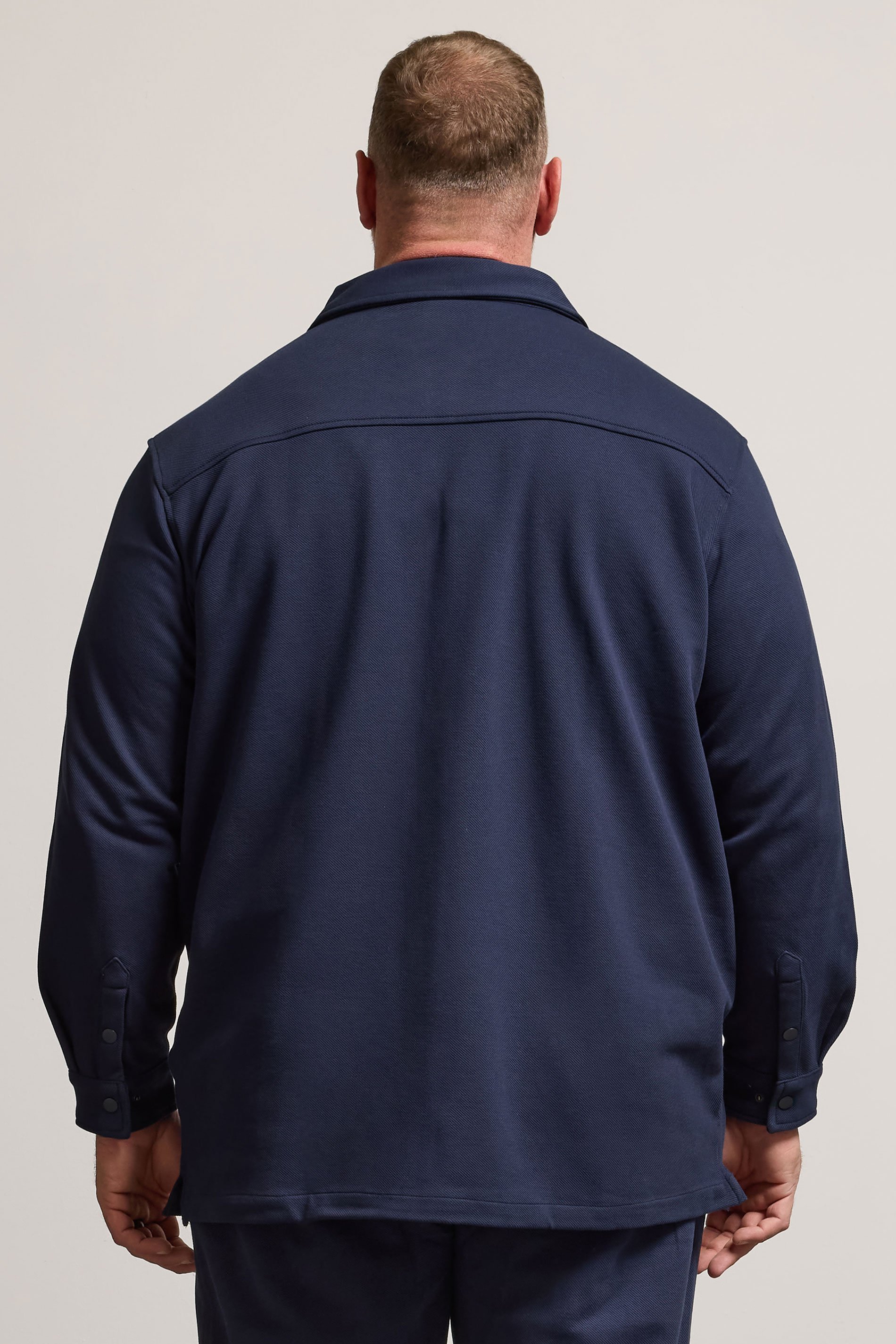 BadRhino Big & Tall Navy Blue Textured Jersey Shacket | BadRhino 3