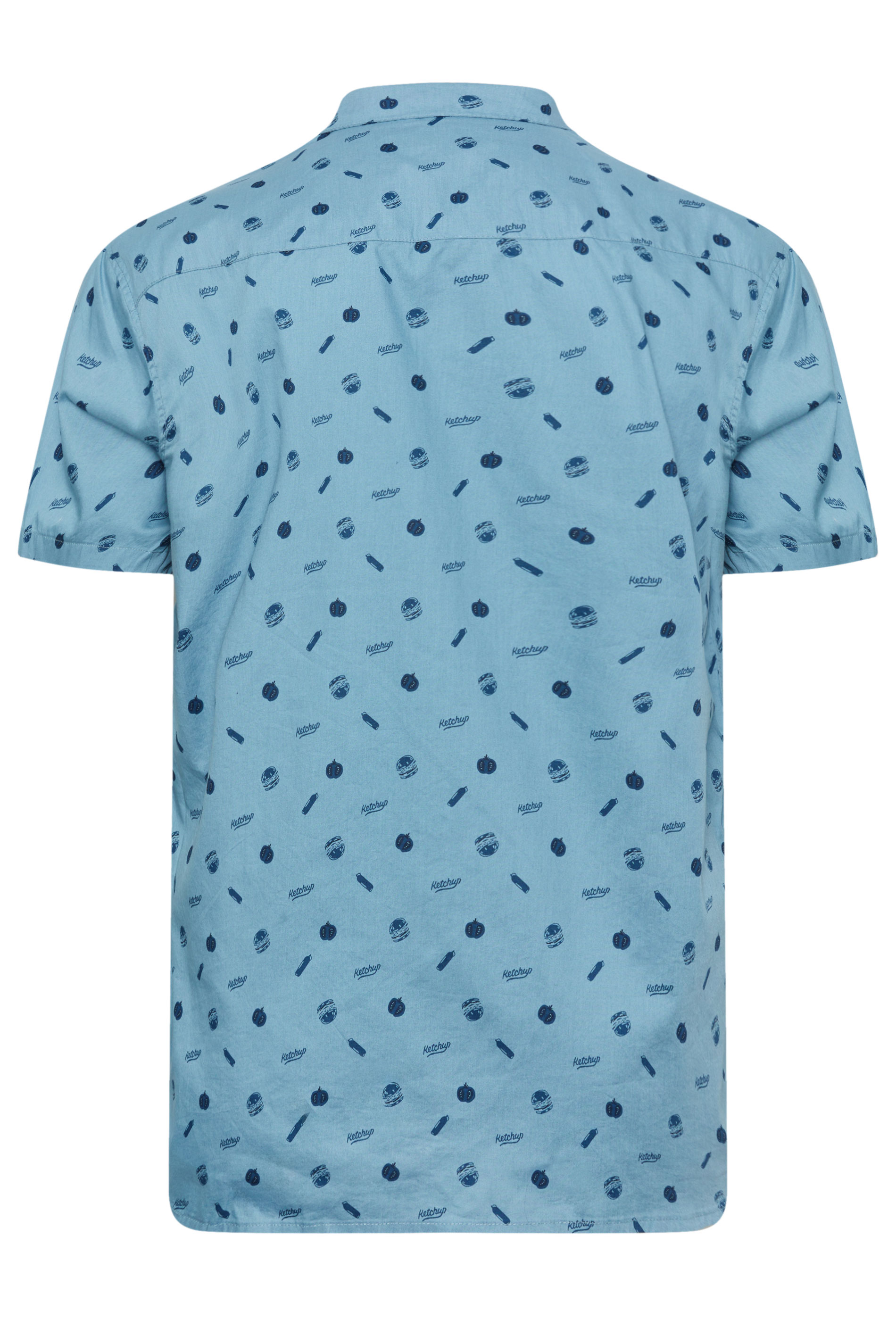 BLEND Big & Tall Blue Hamburger Print Short Sleeve Shirt | BadRhino 4