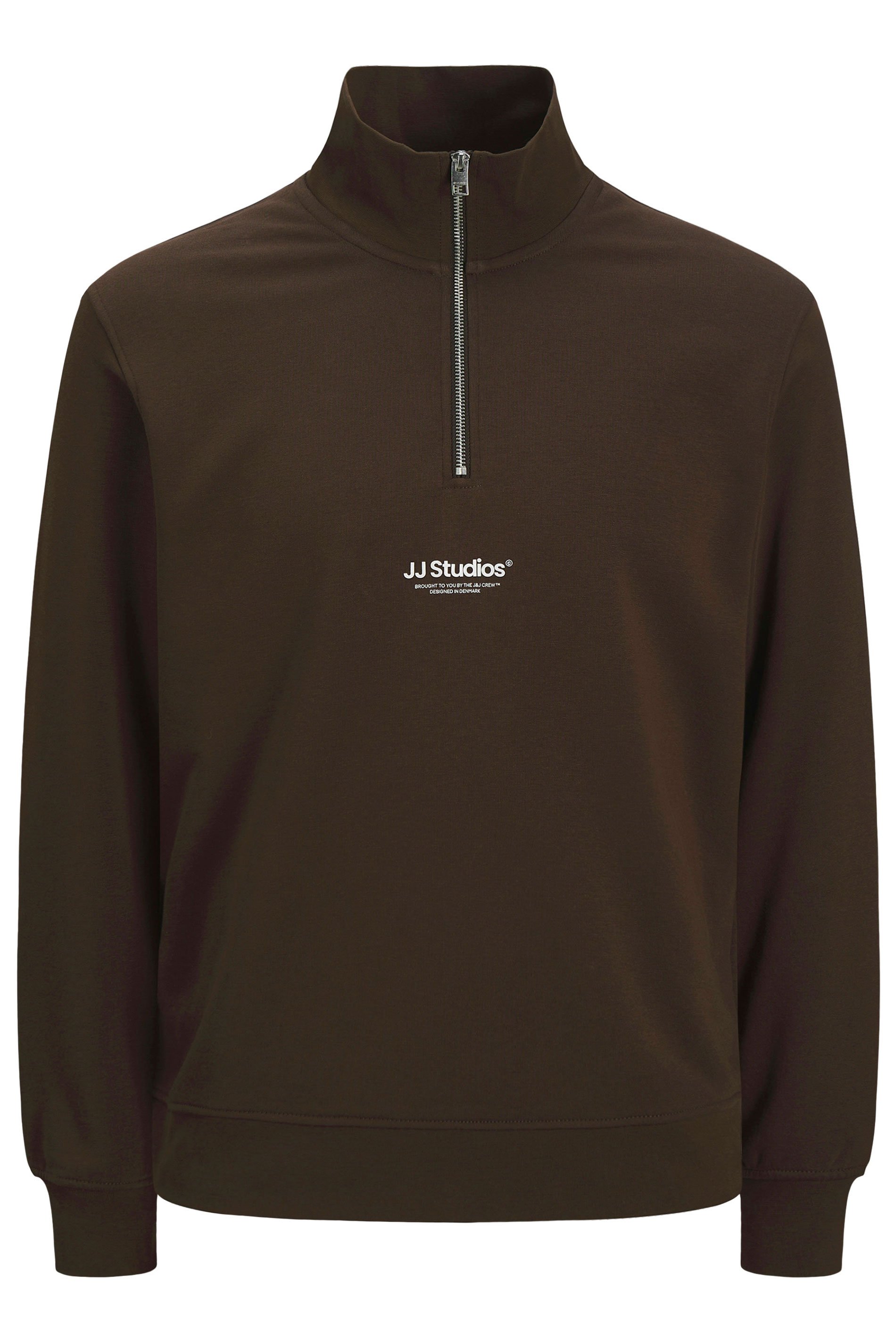 Jack & Jones Big & Tall Brown JJ Studio Quarter Zip Sweatshirt | BadRhino 4