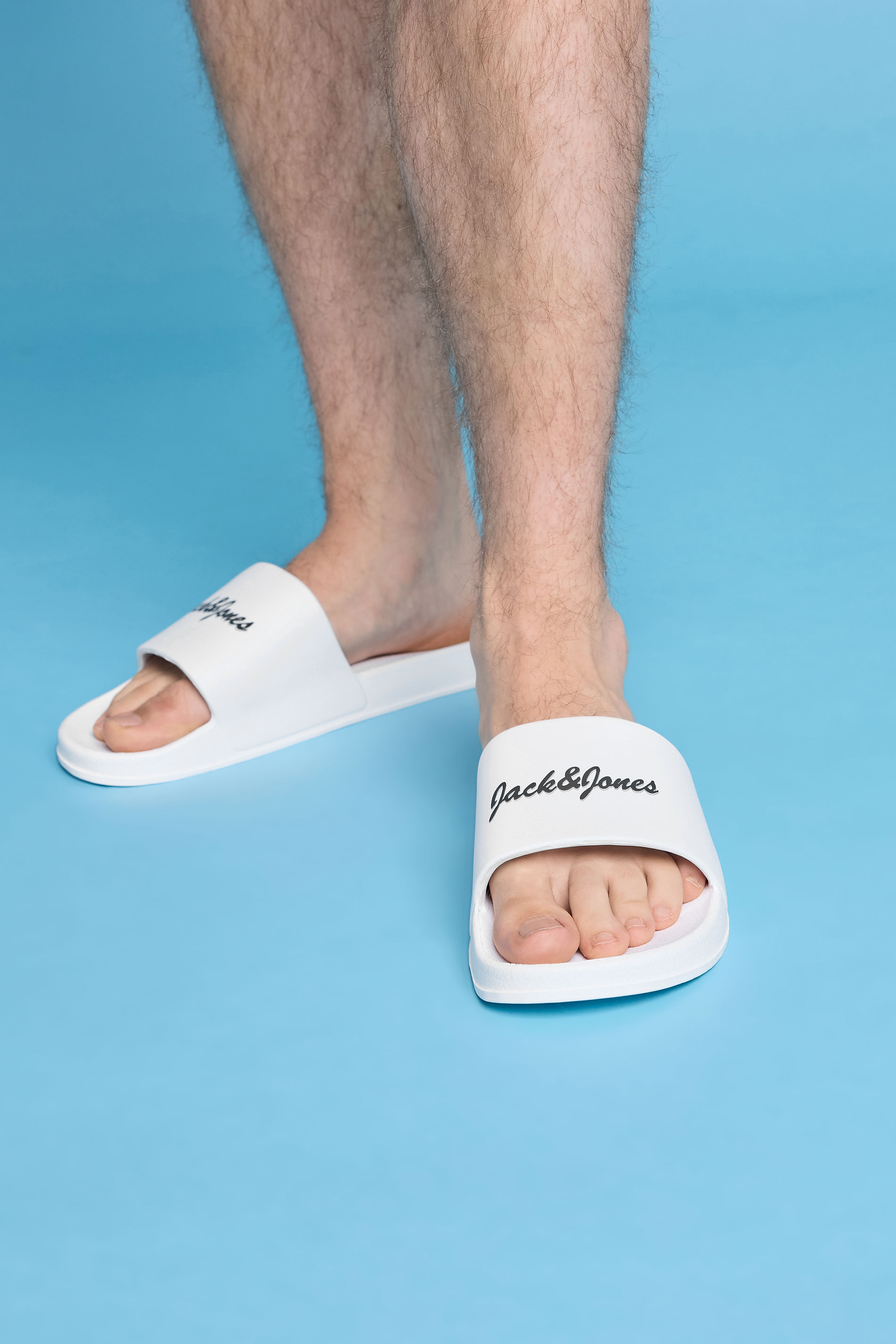 JACK & JONES Big & Tall White Moulded Logo Slider | BadRhino 1