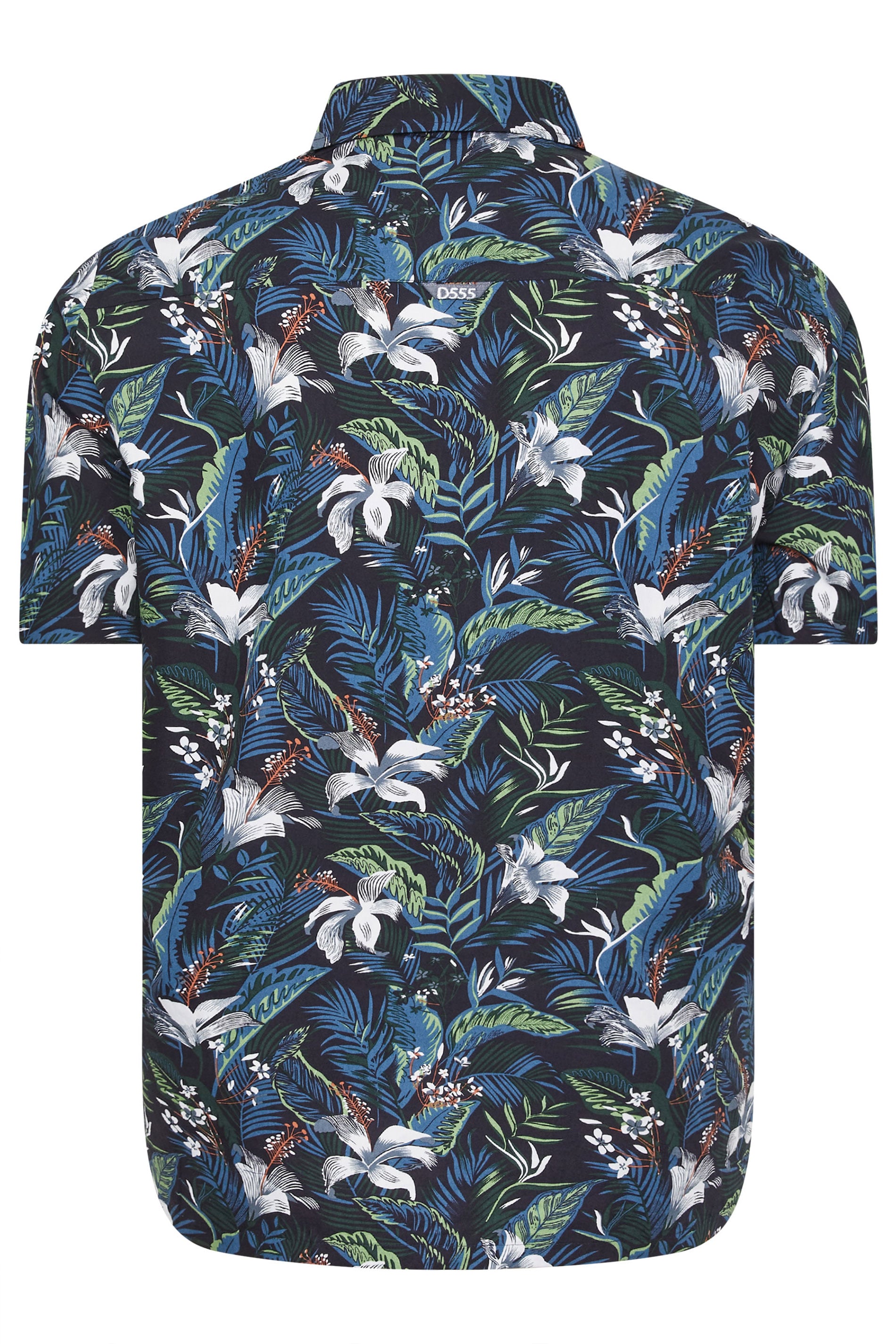 D555 Big & Tall Blue Hawaiian Short Sleeve Shirt | BadRhino 4