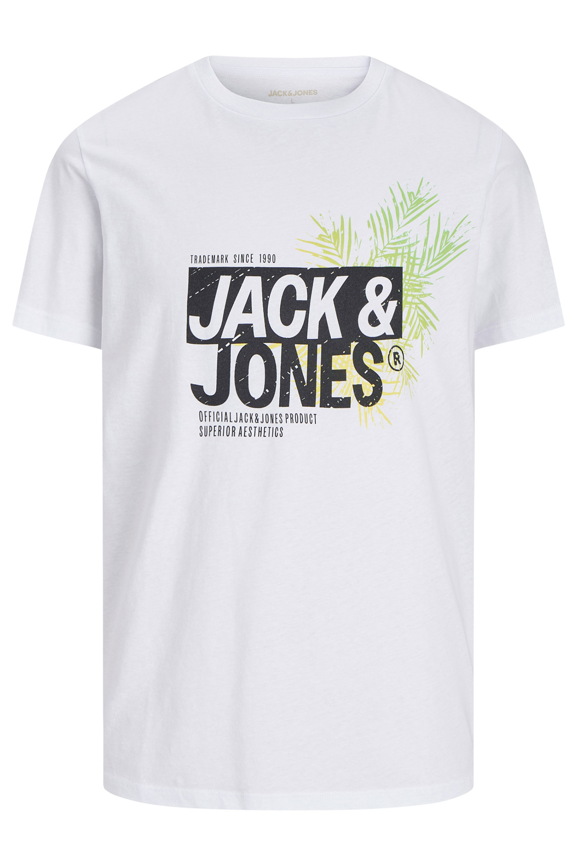 JACK & JONES Big & Tall White Contrast Logo Print T-Shirt | BadRhino 3