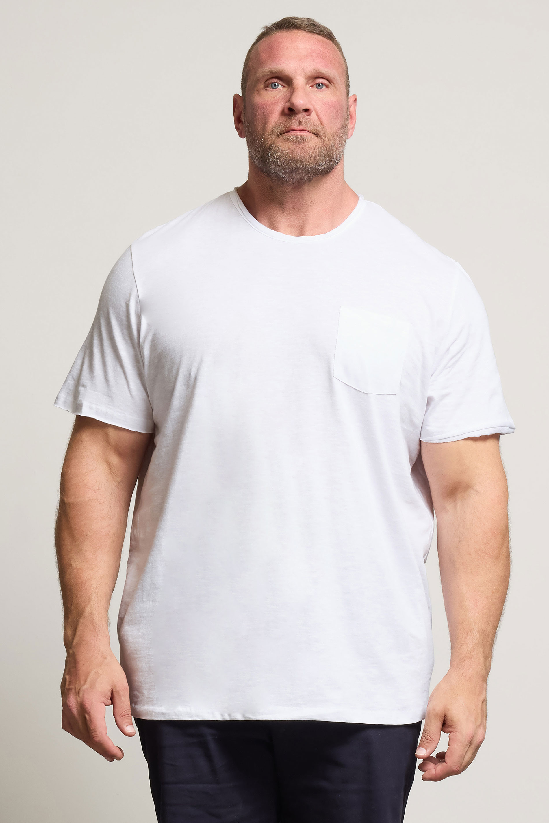 Jack & Jones Big & Tall White Pocket T-Shirt | BadRhino 1