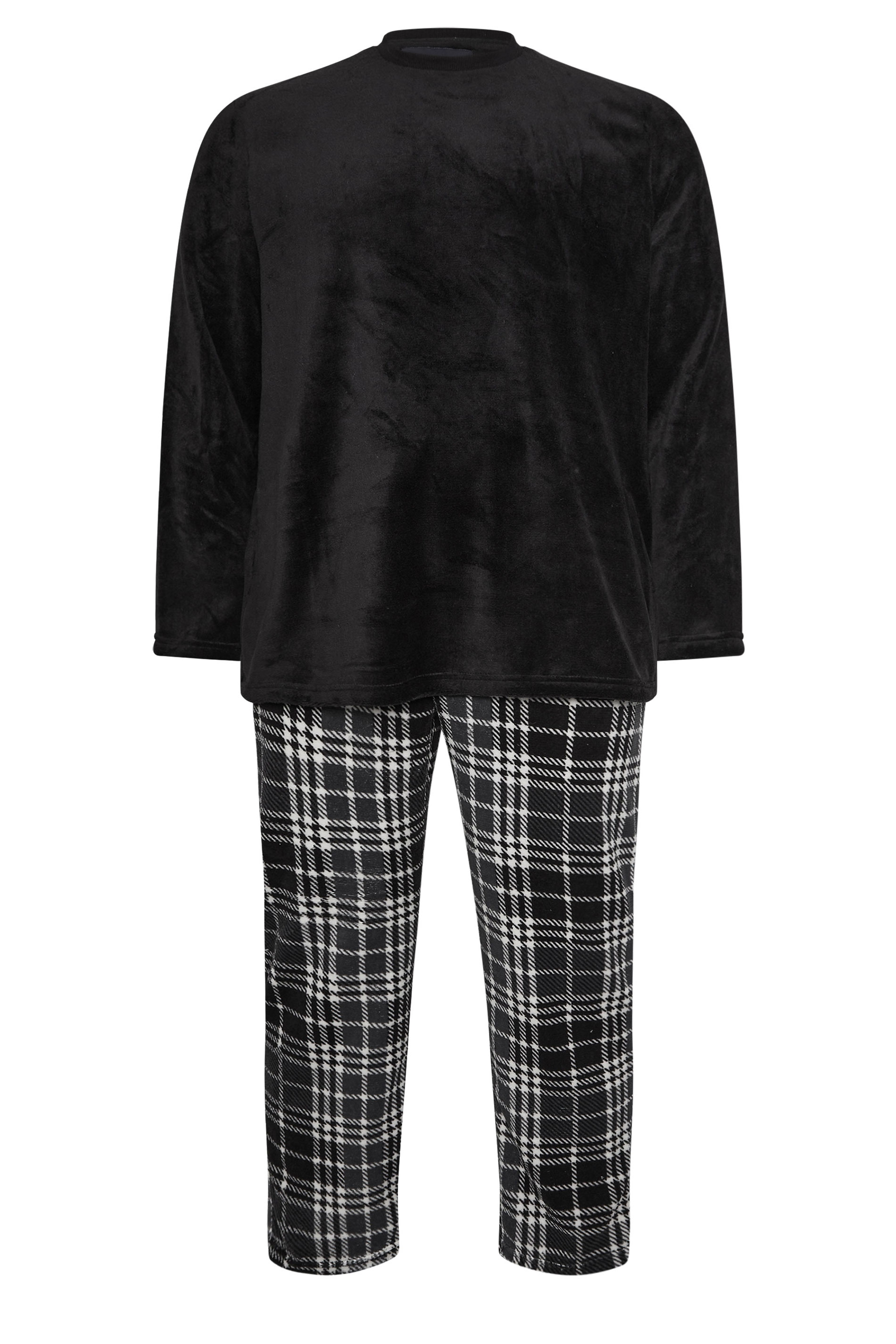 BadRhino Big & Tall Black Check Fleece Lounge Set | BadRhino 4