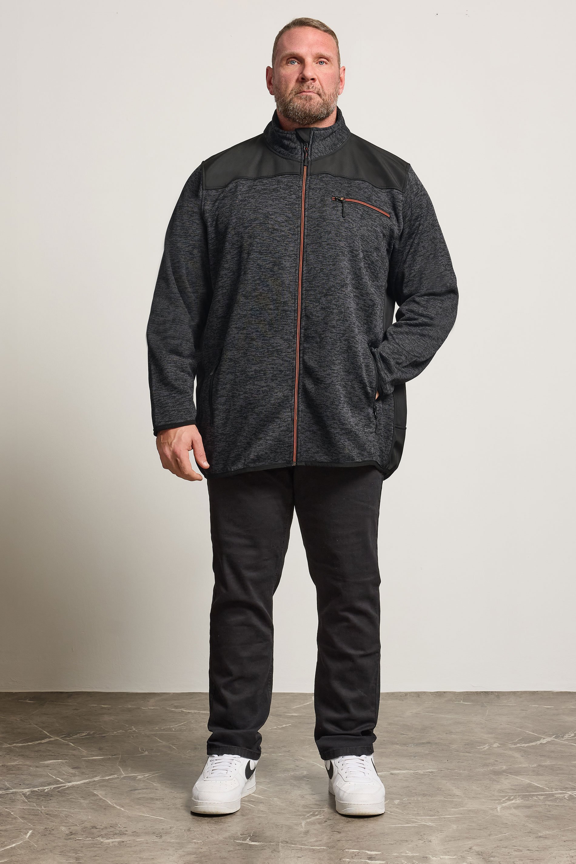 Kam Big & Tall Black Twisted Marl Fleece Jacket | BadRhino 2