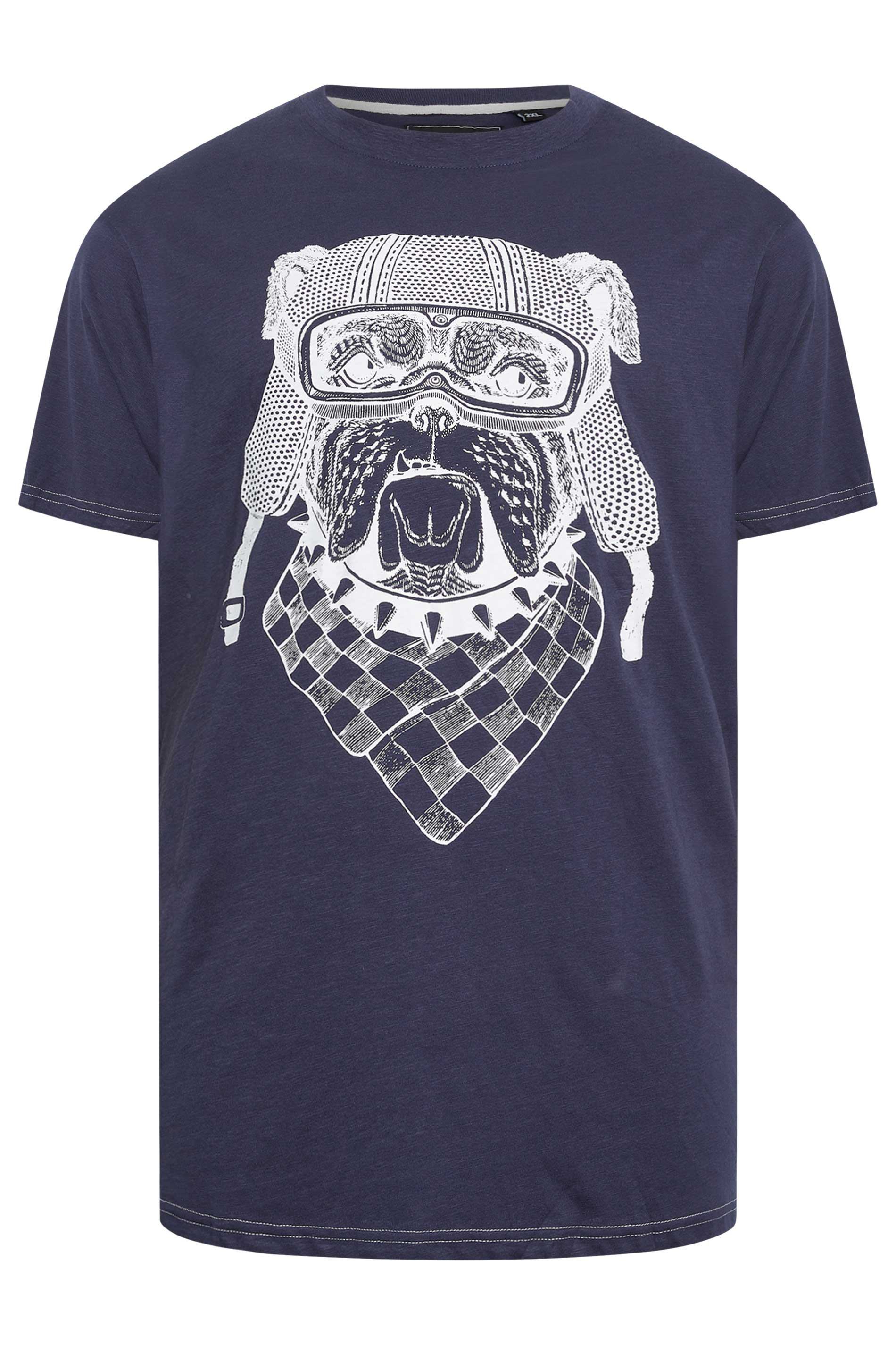 KAM Big & Tall Navy Blue Bulldog Print T-Shirt | BadRhino 3
