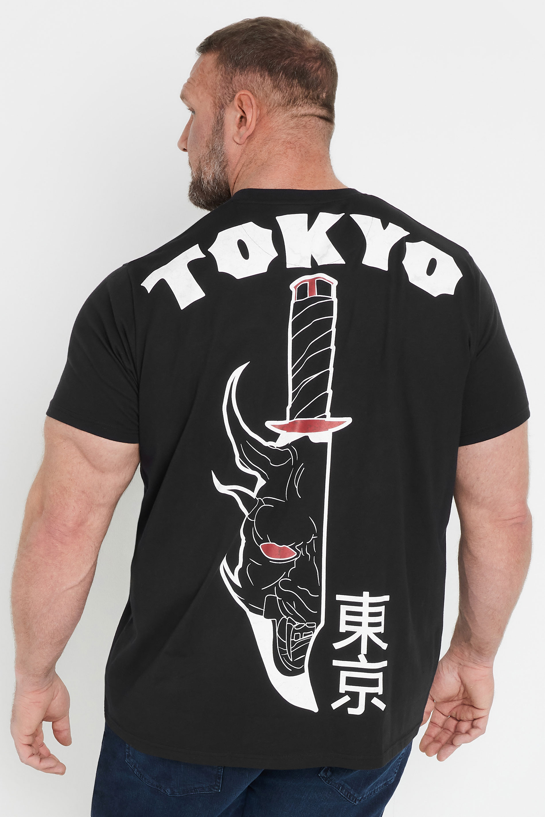 BadRhino Big & Tall Black 'Tokyo' Print T-Shirt | BadRhino 3