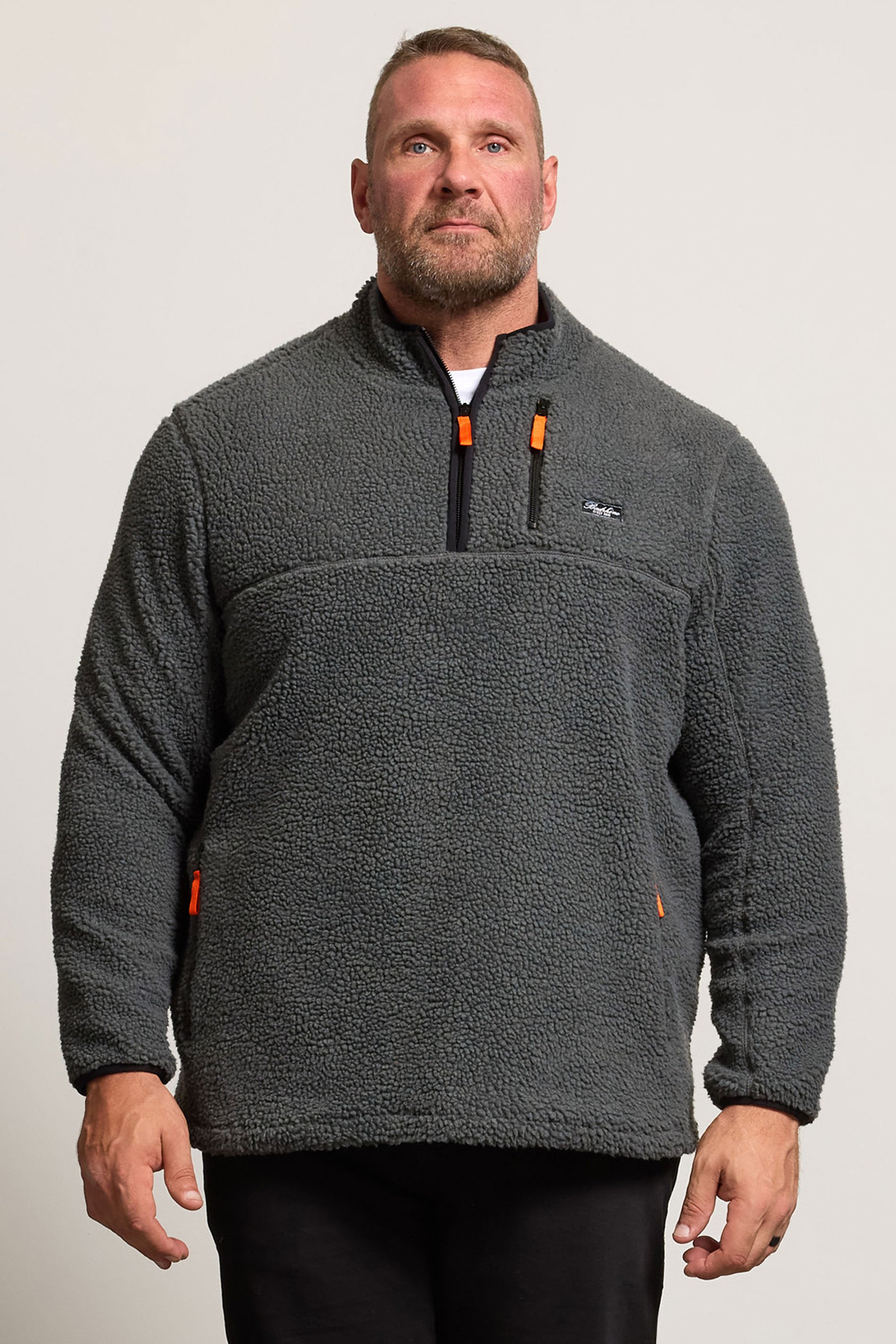 BadRhino Big & Tall Grey Sherpa Quarter Zip Fleece | BadRhino 1