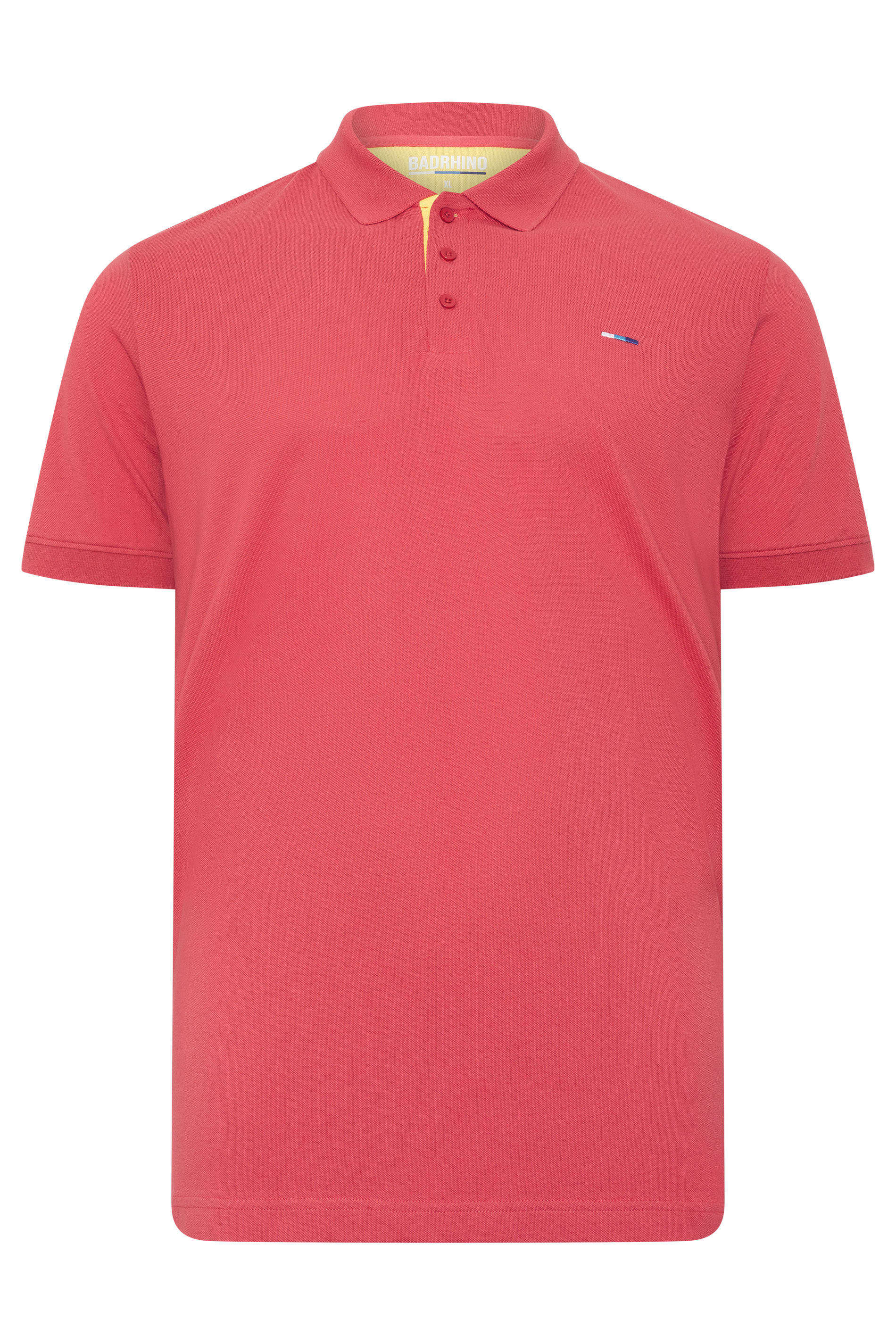 BadRhino Big & Tall Pink & Yellow Contrast Short Sleeve Polo Shirt | BadRhino 5
