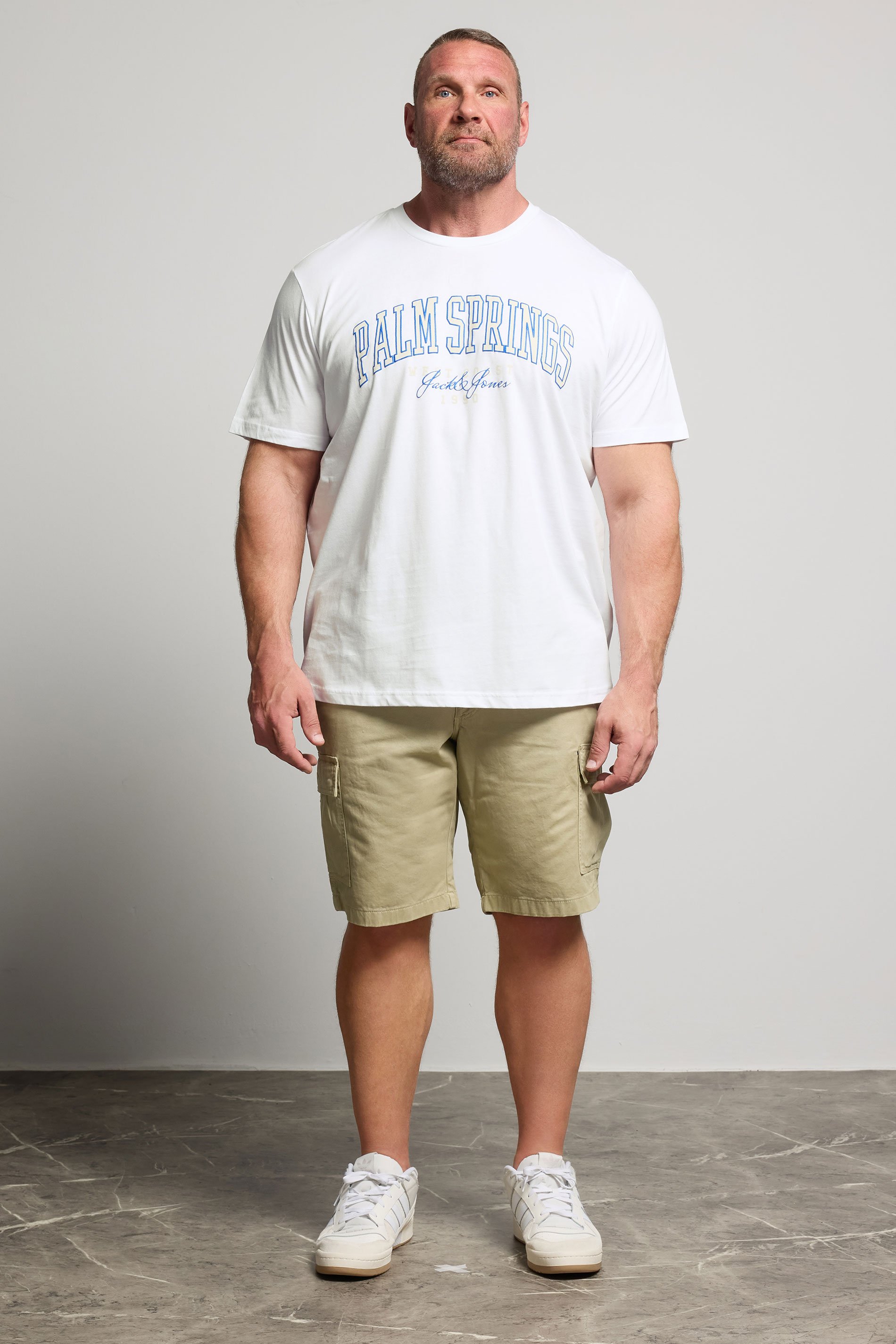 JACK & JONES Big & Tall White 'Palm Springs' Slogan T-Shirt | BadRhino 2