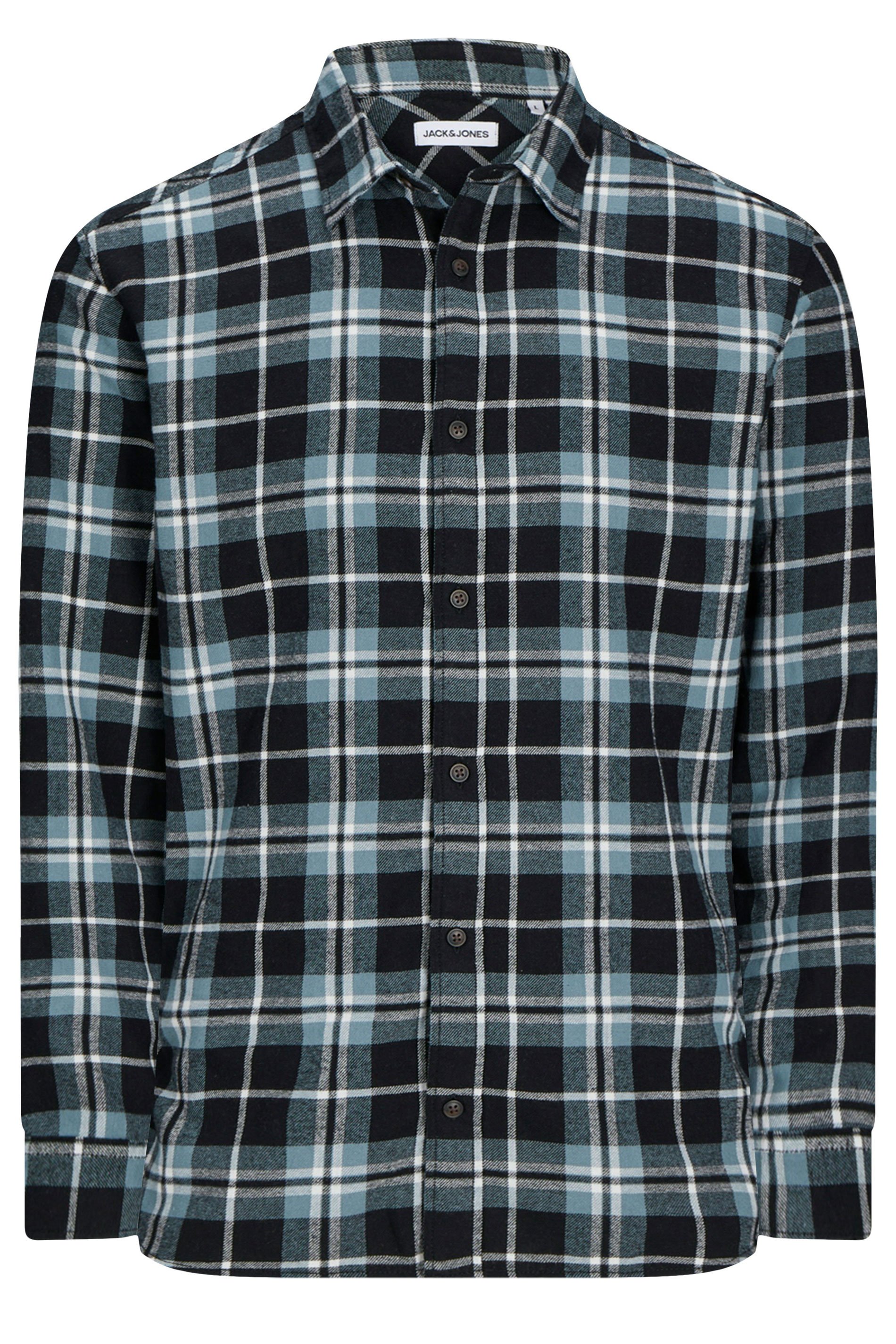 JACK & JONES Big & Tall Blue Flannel Checked Shirt | BadRhino 2