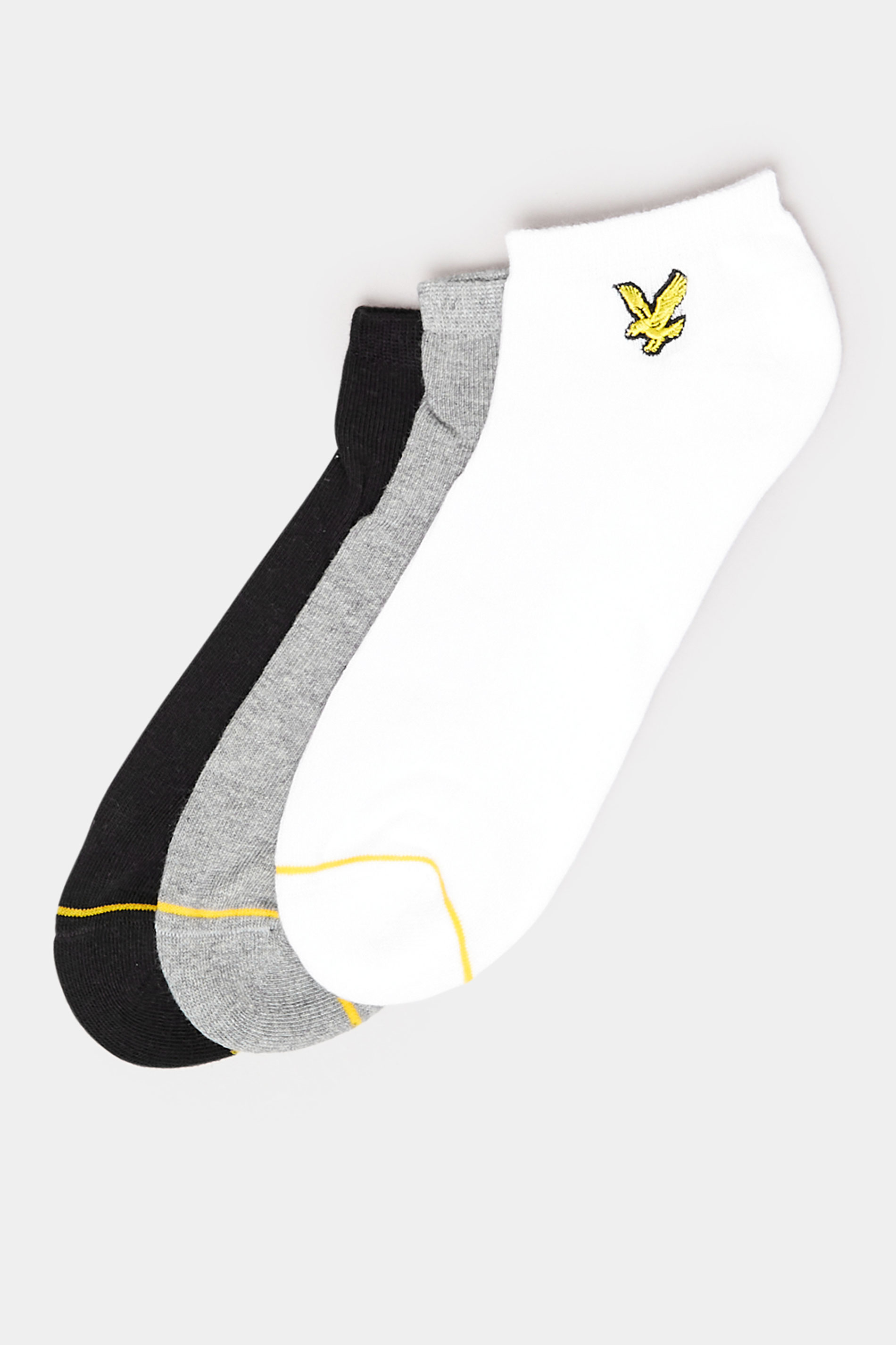 LYLE & SCOTT 3 PACK White & Grey Trainer Socks | BadRhino 3