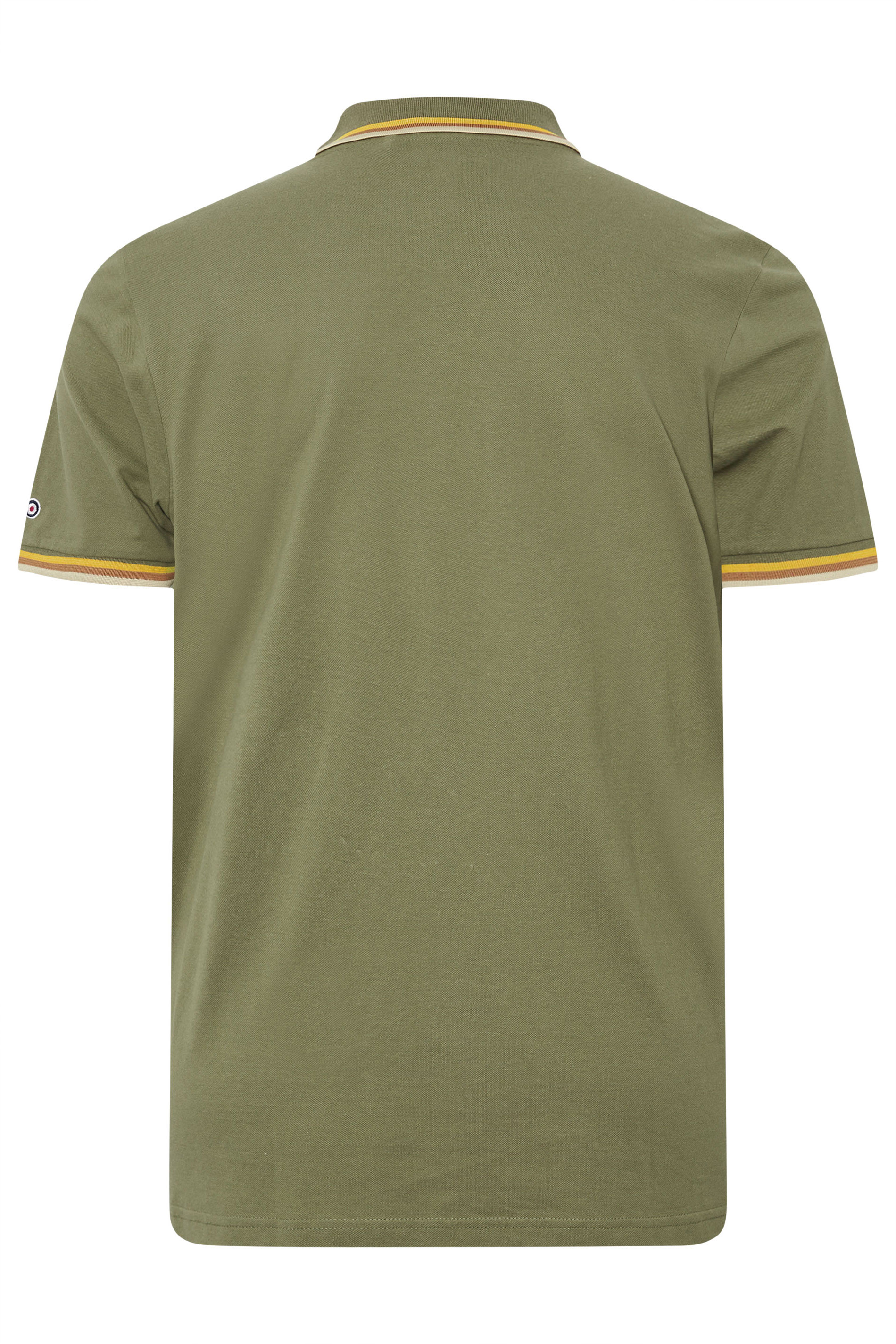 LAMBRETTA Big & Tall Khaki Green Tipped Polo Shirt | BadRhino 4