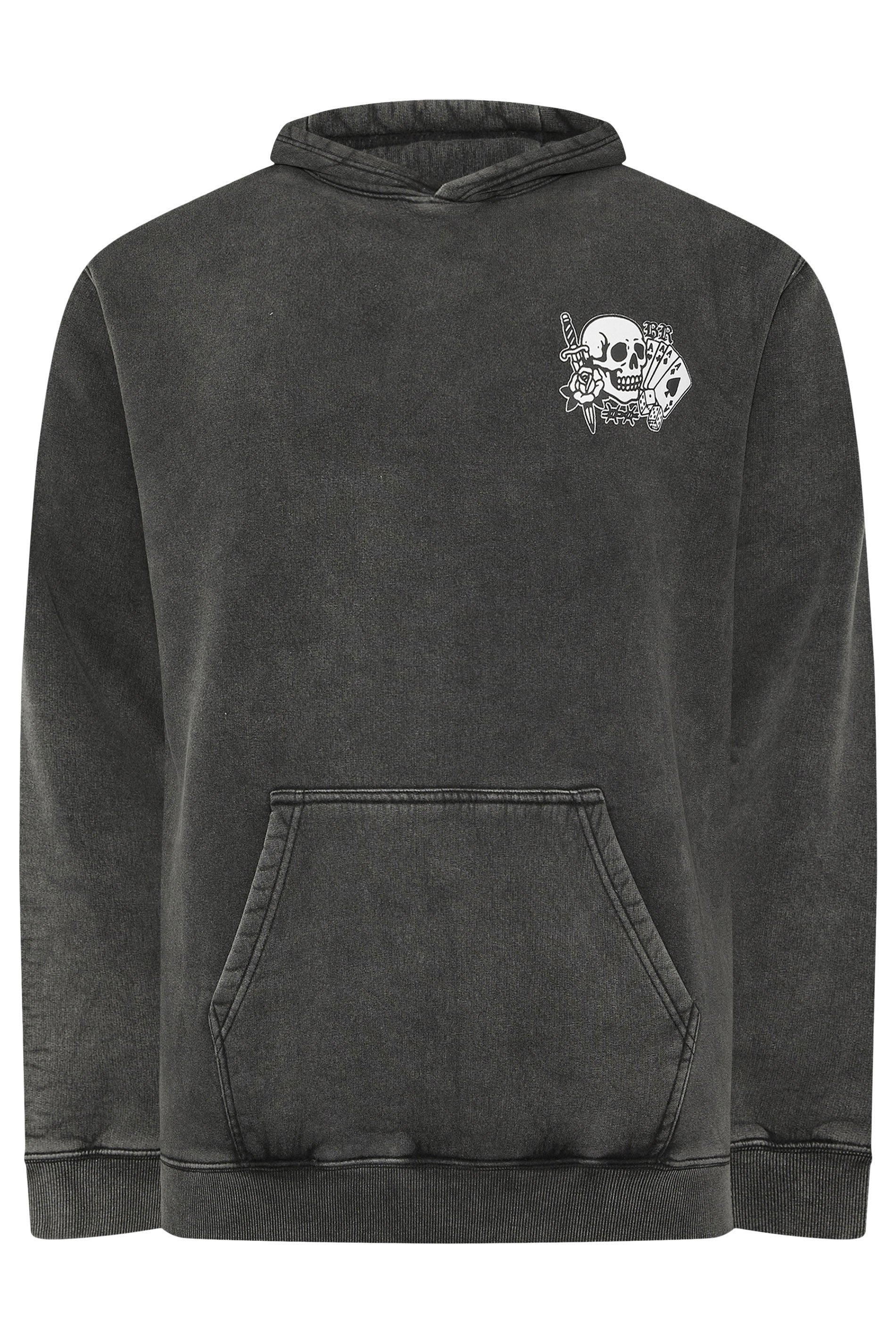 BadRhino Big & Tall Black Sun Bleached Tattoo Graphic Hoodie | BadRhino 1