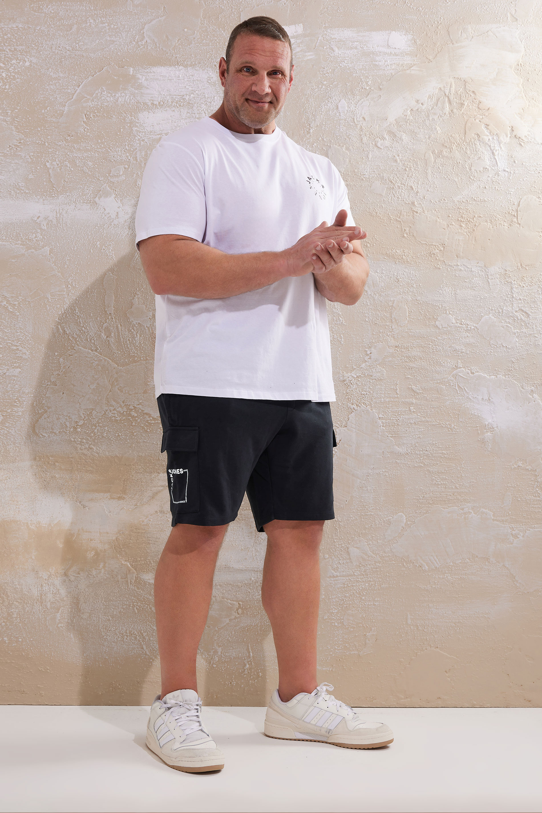 JACK & JONES Big & Tall Black Cargo Jogger Shorts | BadRhino 2