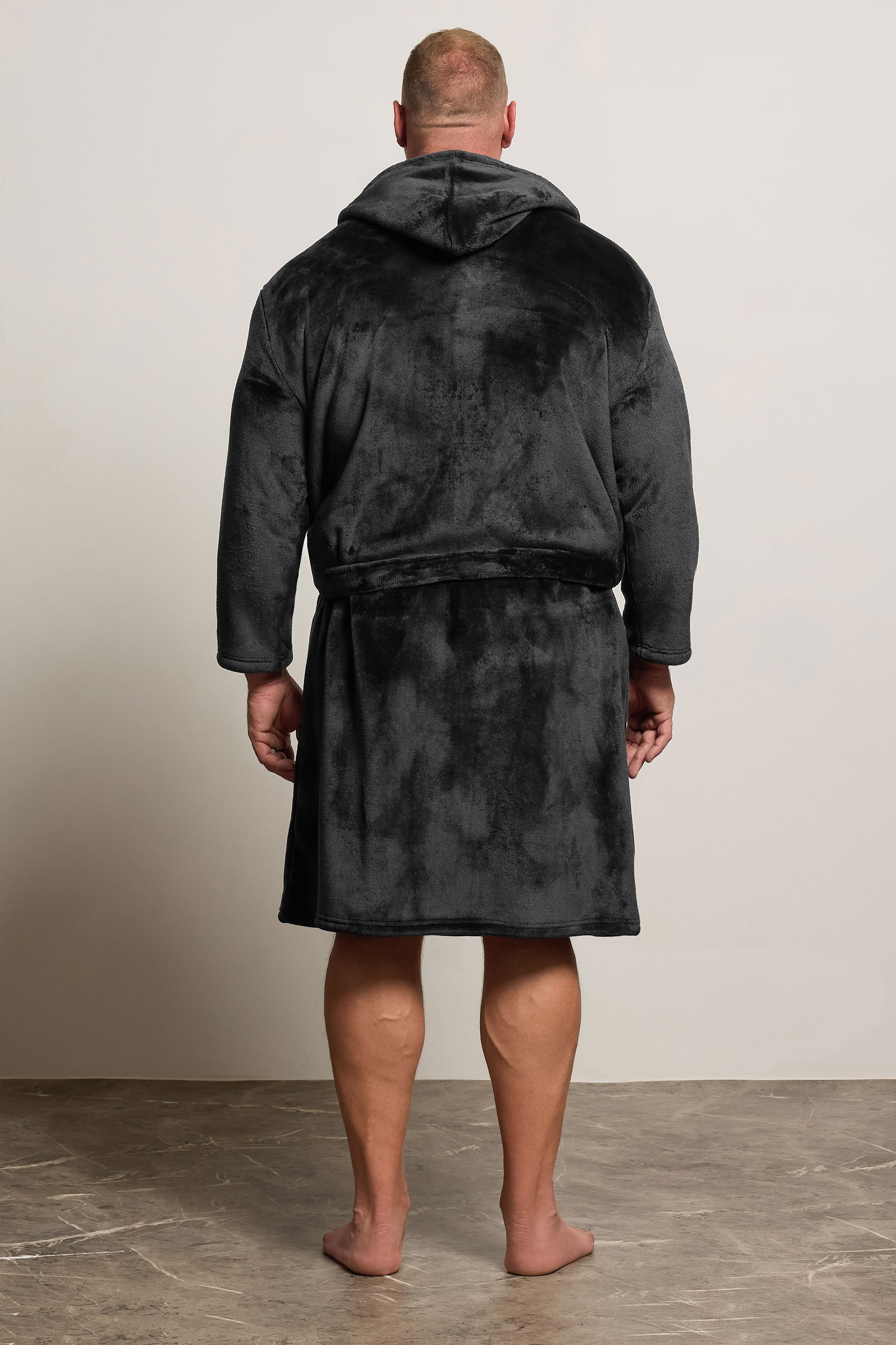 BadRhino Big & Tall Black Soft Fleece Dressing Gown | BadRhino 2