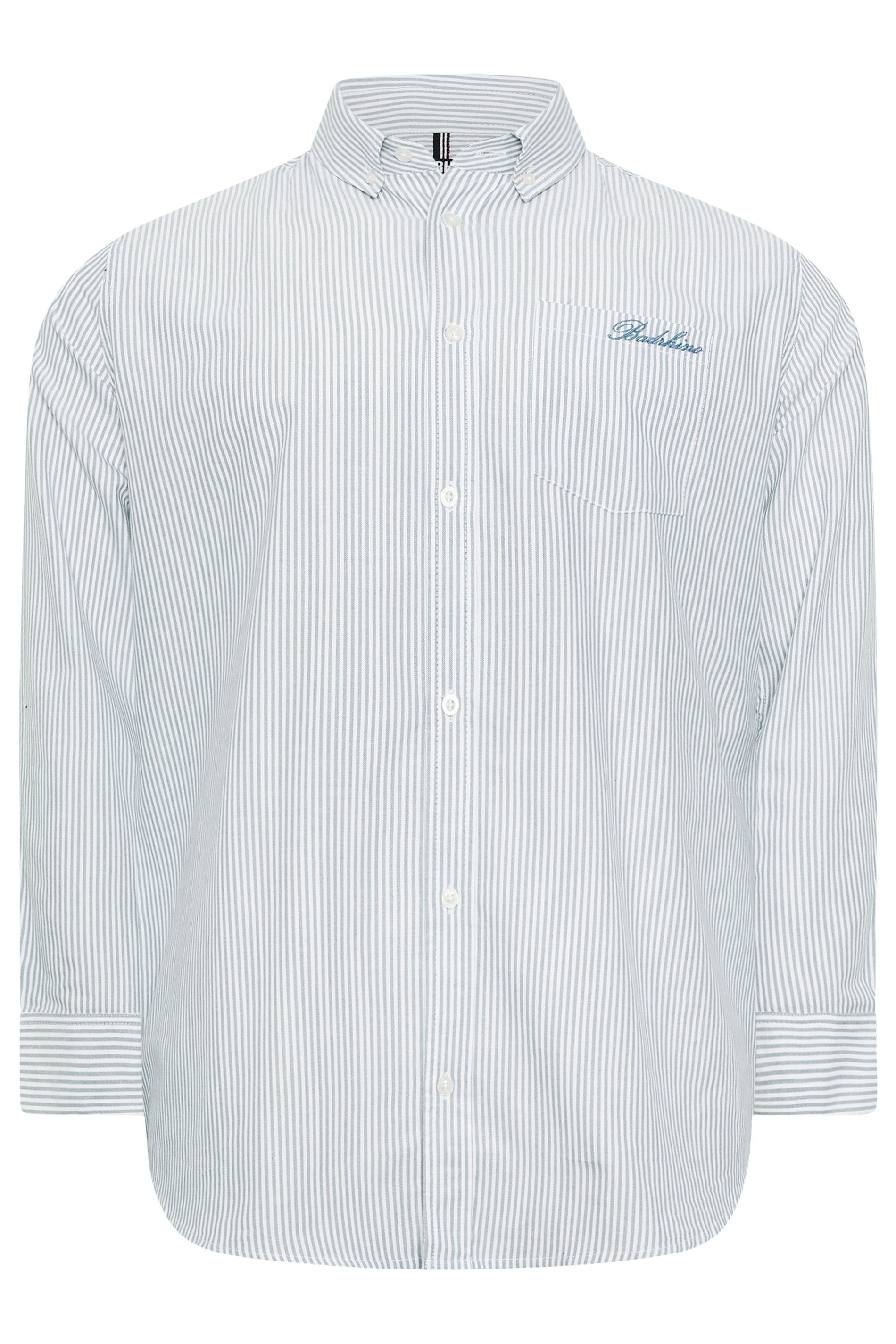 BadRhino Big & Tall Blue Stripe Long Sleeve Oxford Shirt | BadRhino 1