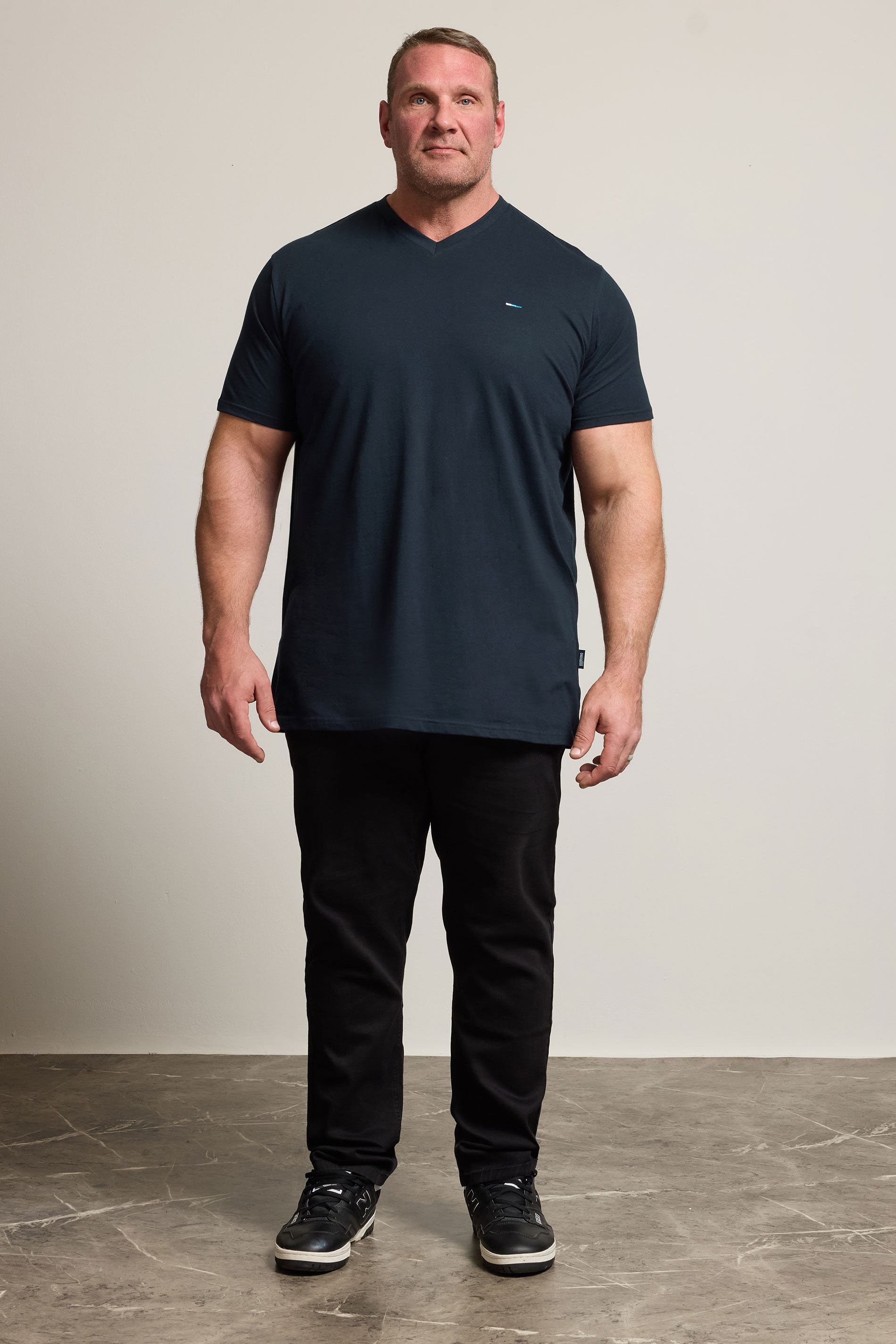 BadRhino Big & Tall Navy Blue Extra Long V-Neck T-Shirt | BadRhino 2