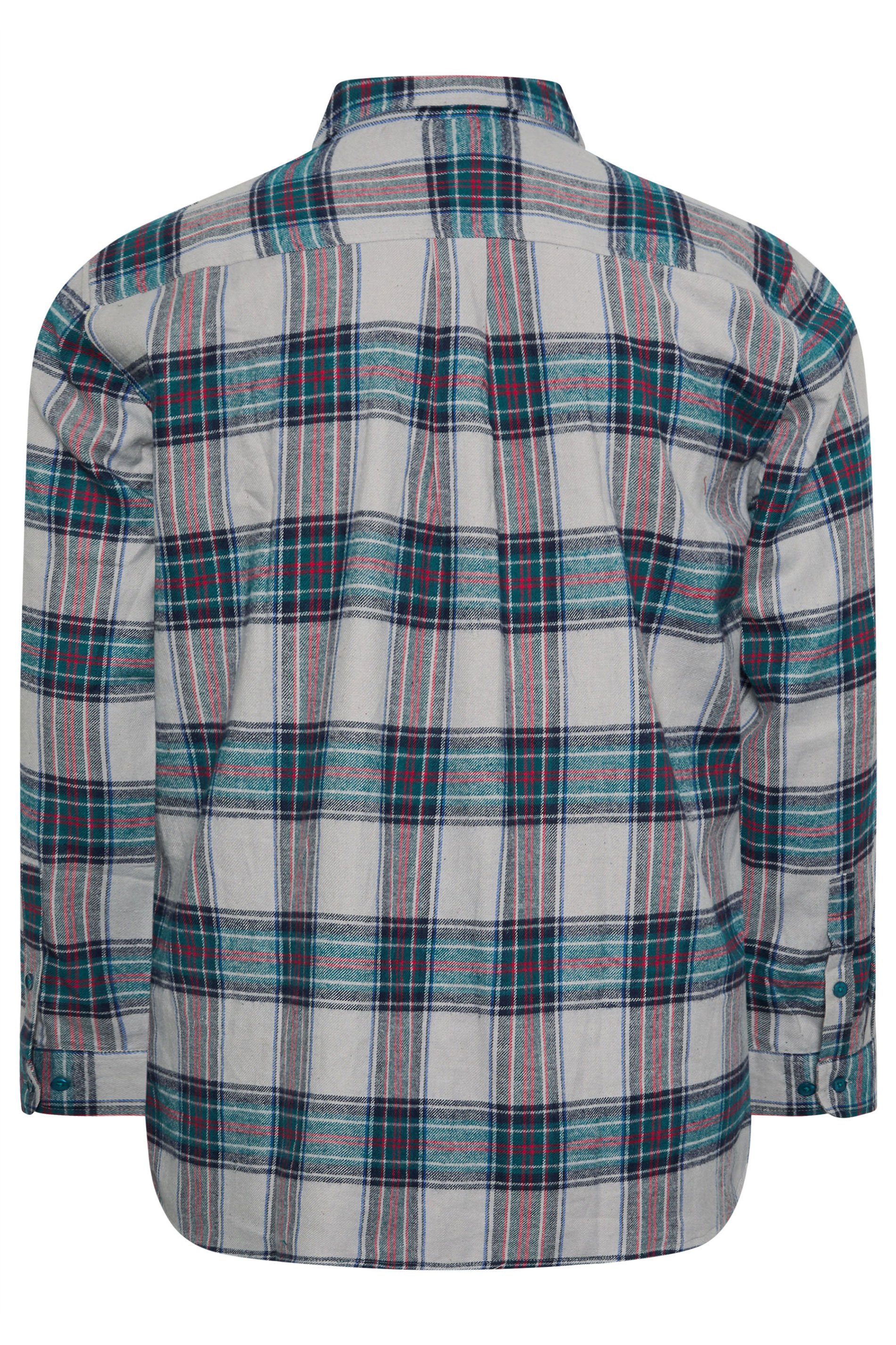 BadRhino Big & Tall Grey Check Print Long Sleeve Flannel Shirt | BadRhino 7
